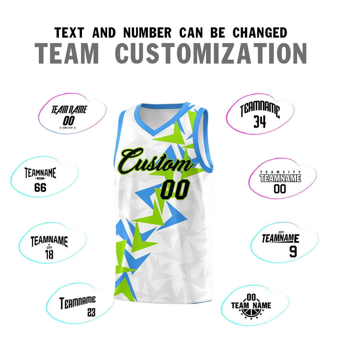 Custom White Boomerang Pattern Sets Basketball Jersey