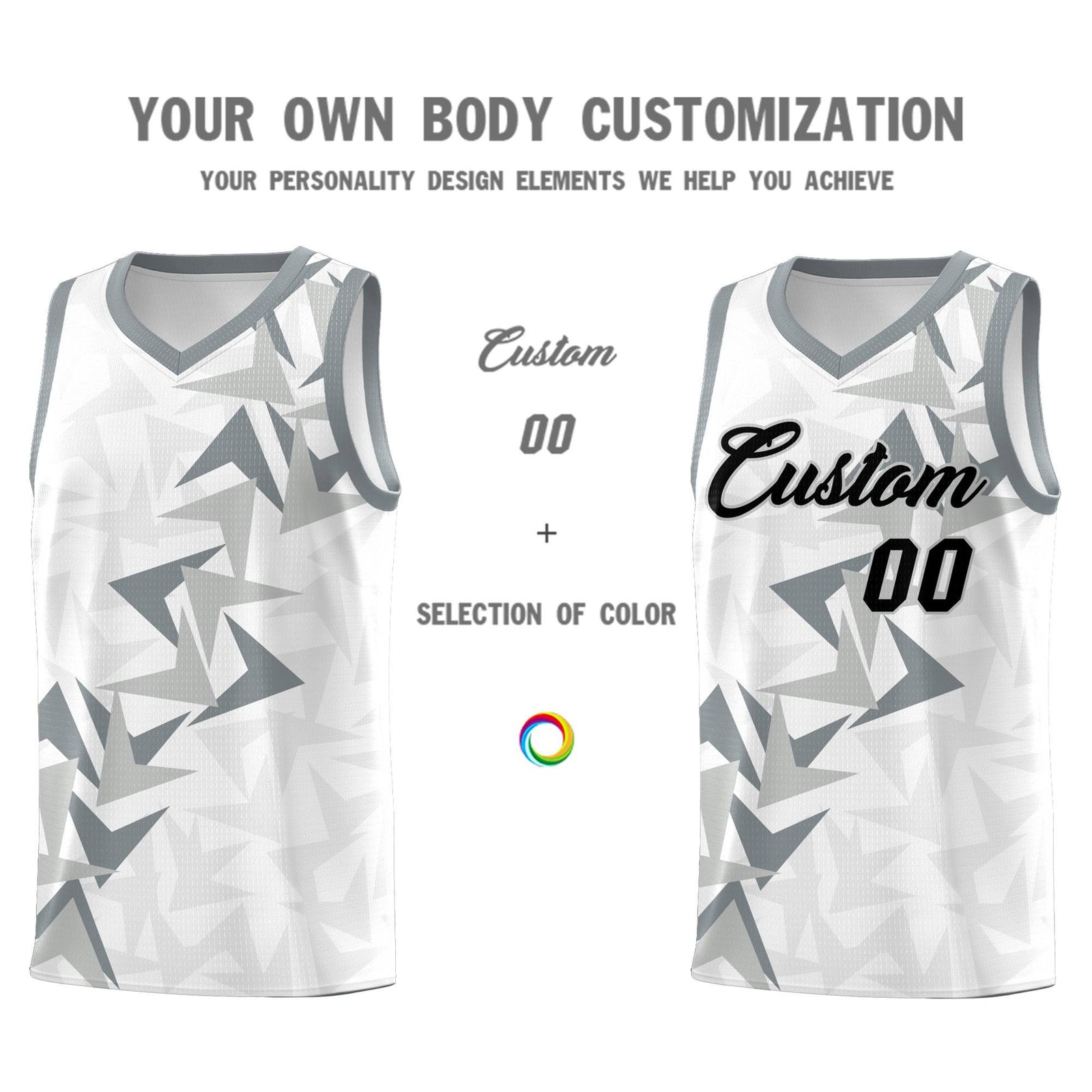 Custom White Boomerang Pattern Sets Basketball Jersey