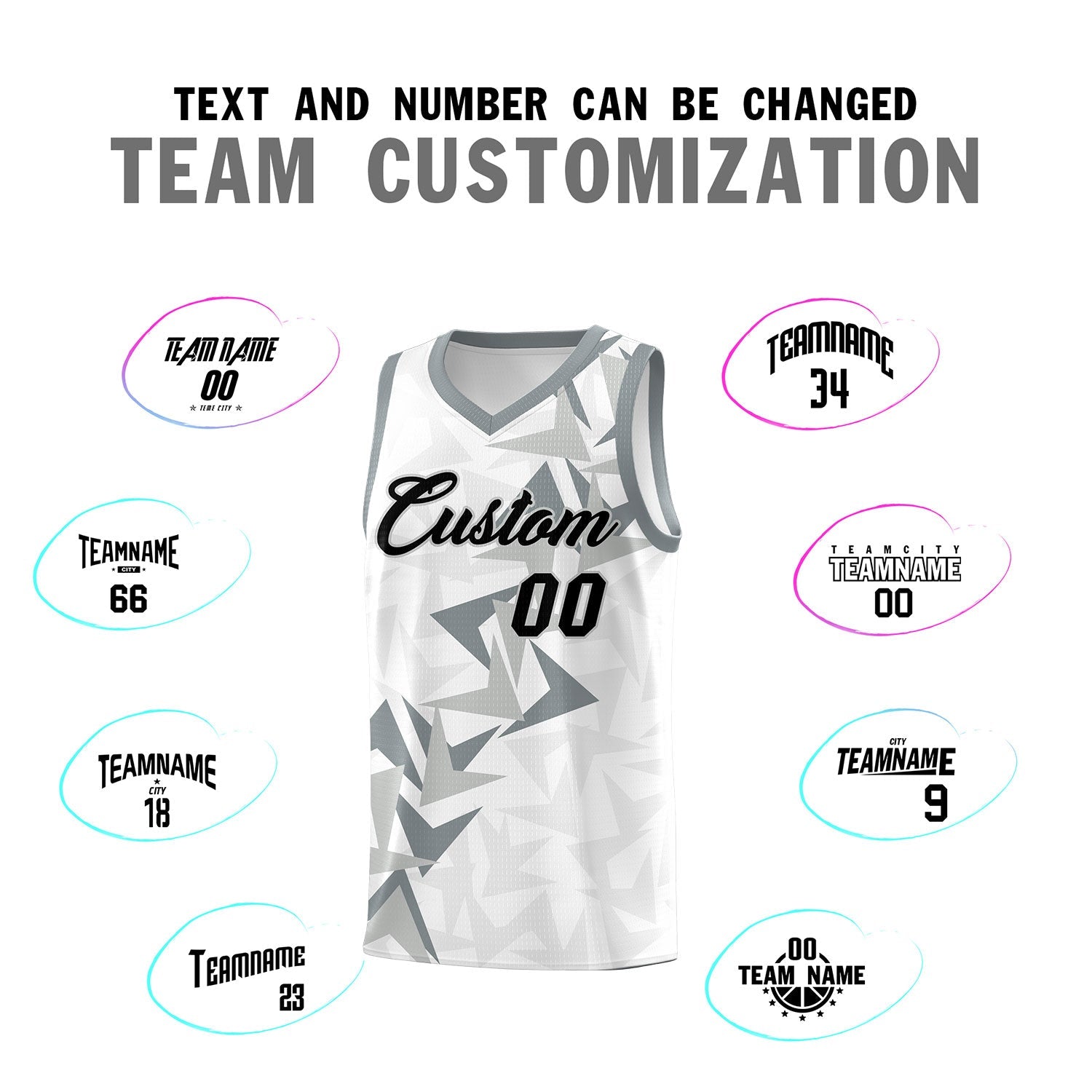 Custom White Boomerang Pattern Sets Basketball Jersey