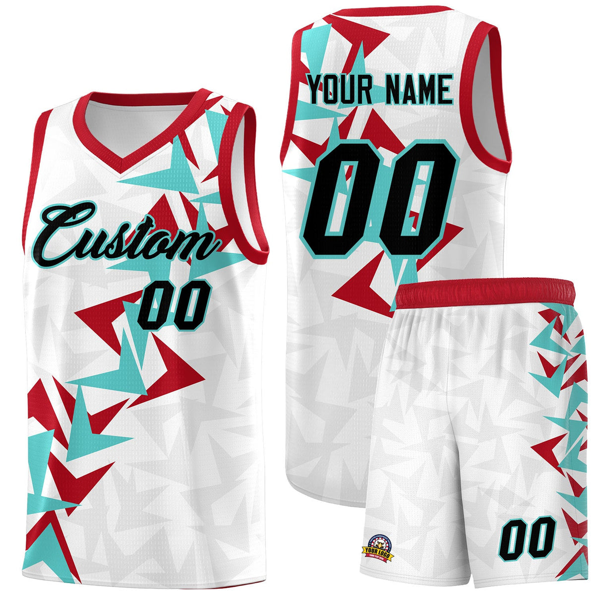 Custom White Boomerang Pattern Sets Basketball Jersey
