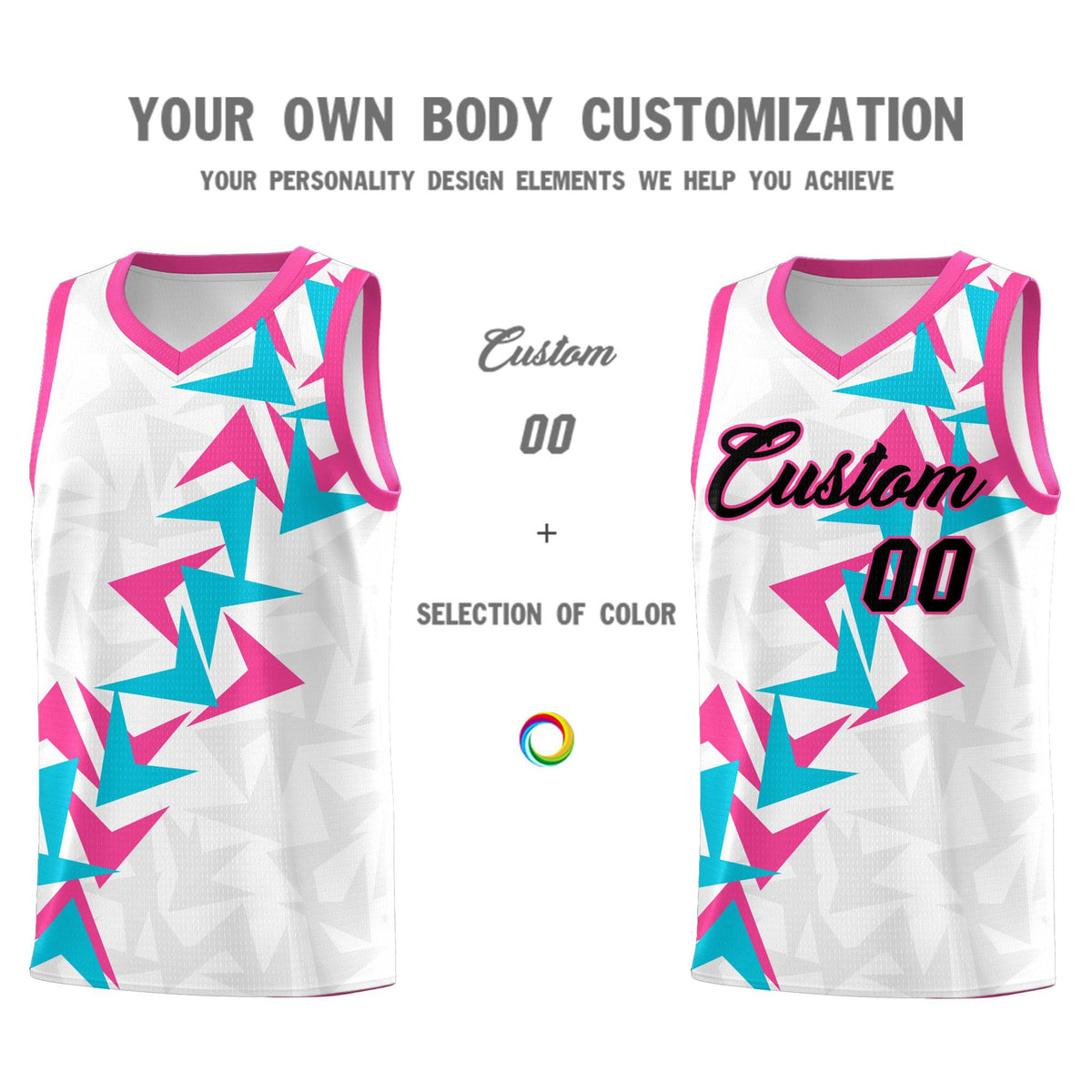 Custom White Boomerang Pattern Sets Basketball Jersey
