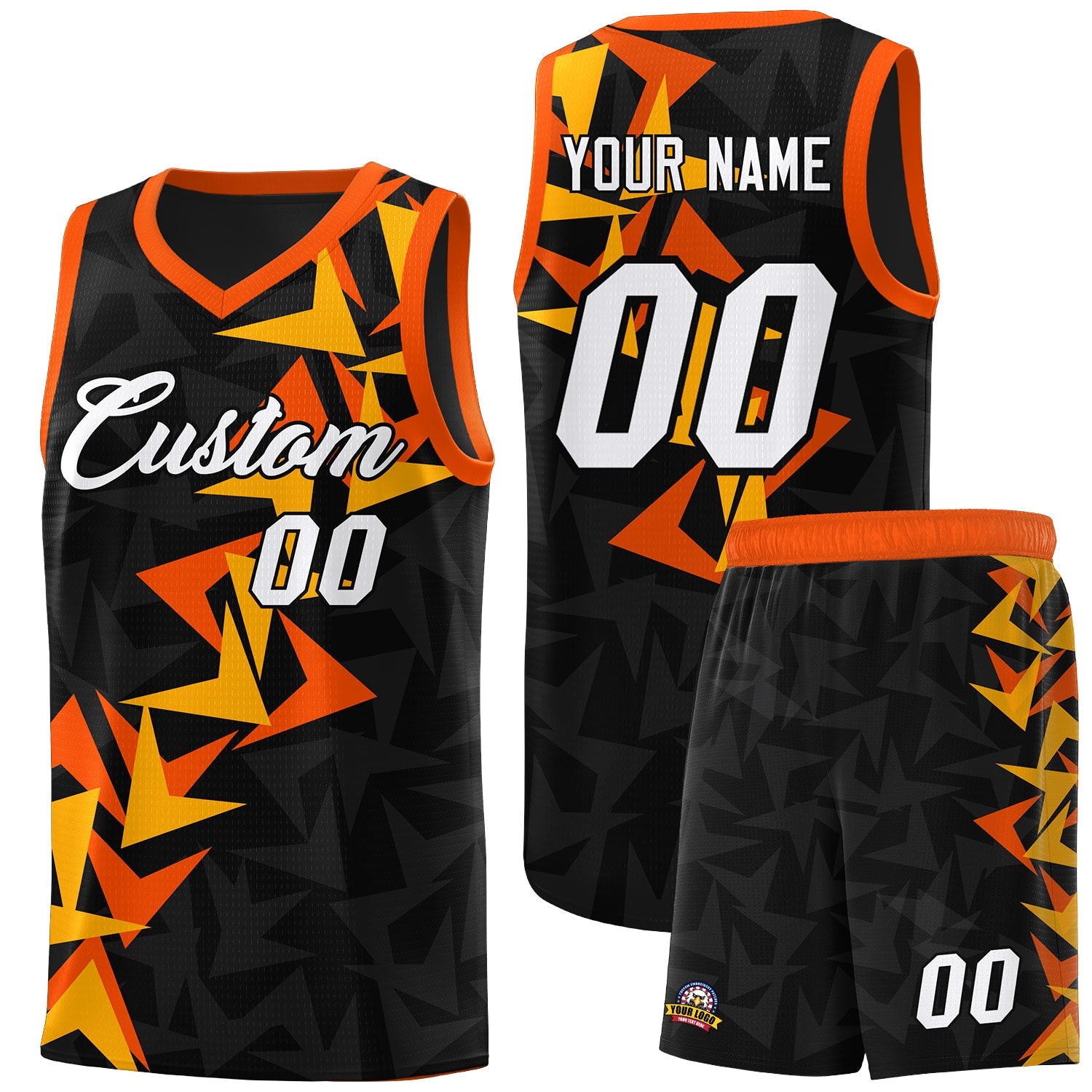 Custom Black Boomerang Pattern Sets Basketball Jersey