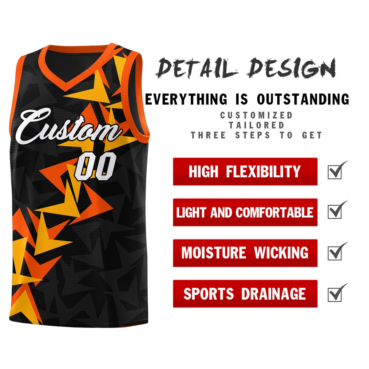 Custom Black Boomerang Pattern Sets Basketball Jersey