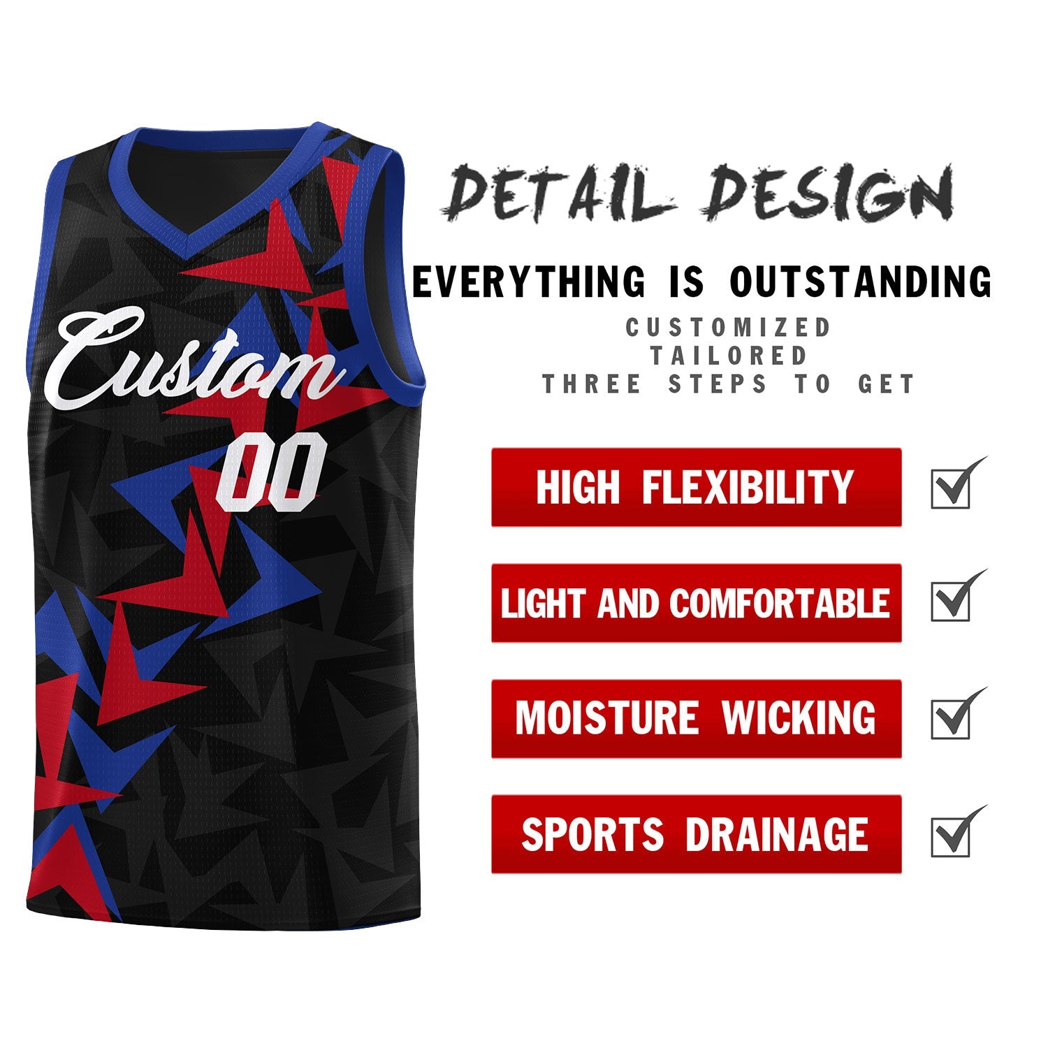 Custom Black Boomerang Pattern Sets Basketball Jersey