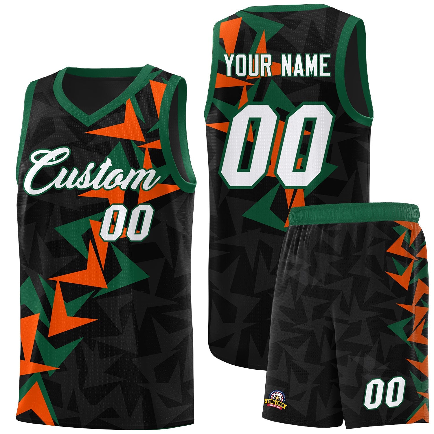 Custom Black Boomerang Pattern Sets Basketball Jersey