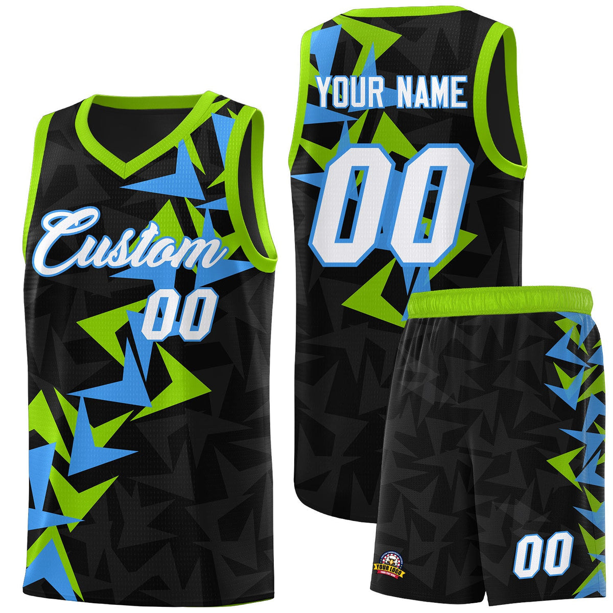 Custom Black Boomerang Pattern Sets Basketball Jersey