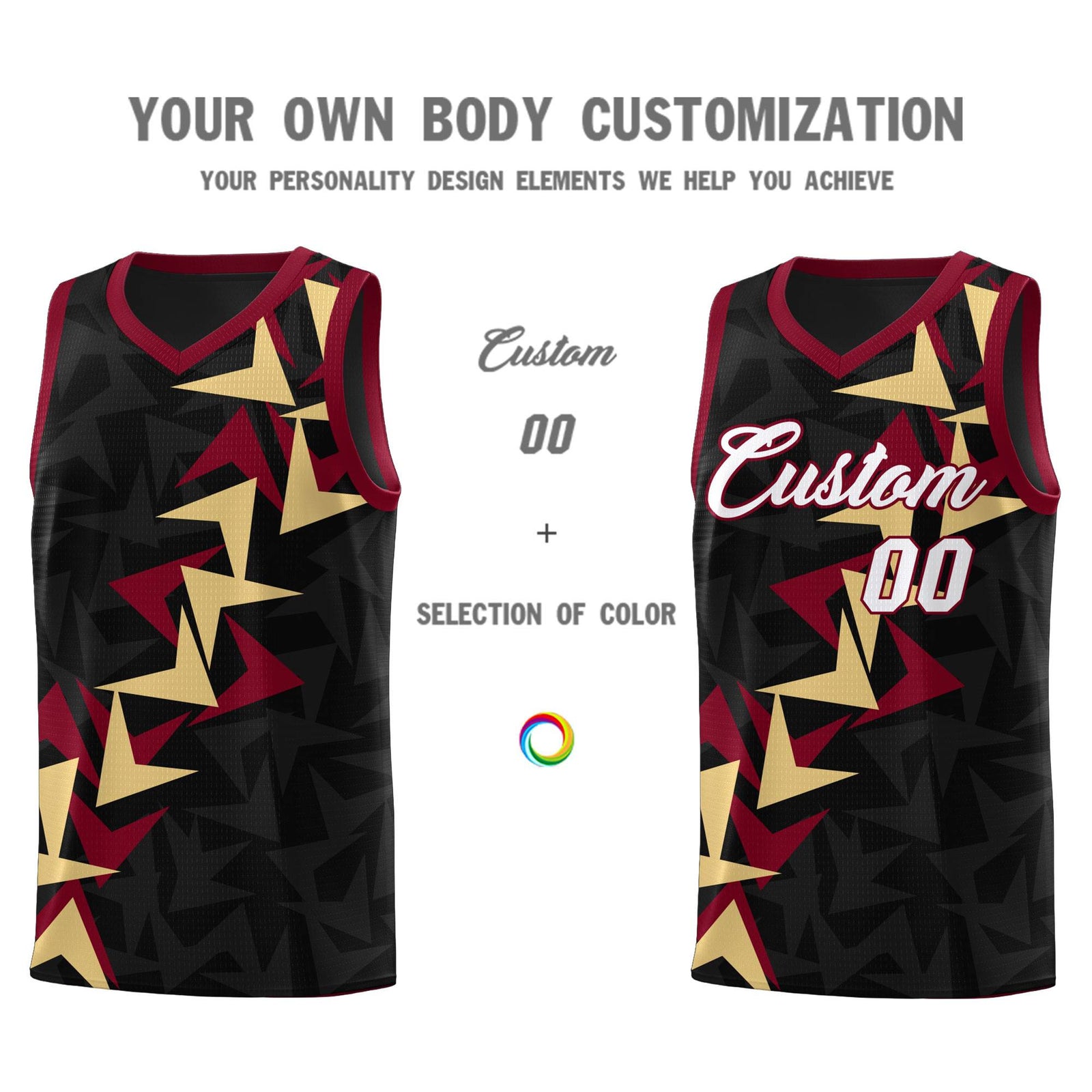 Custom Black Boomerang Pattern Sets Basketball Jersey