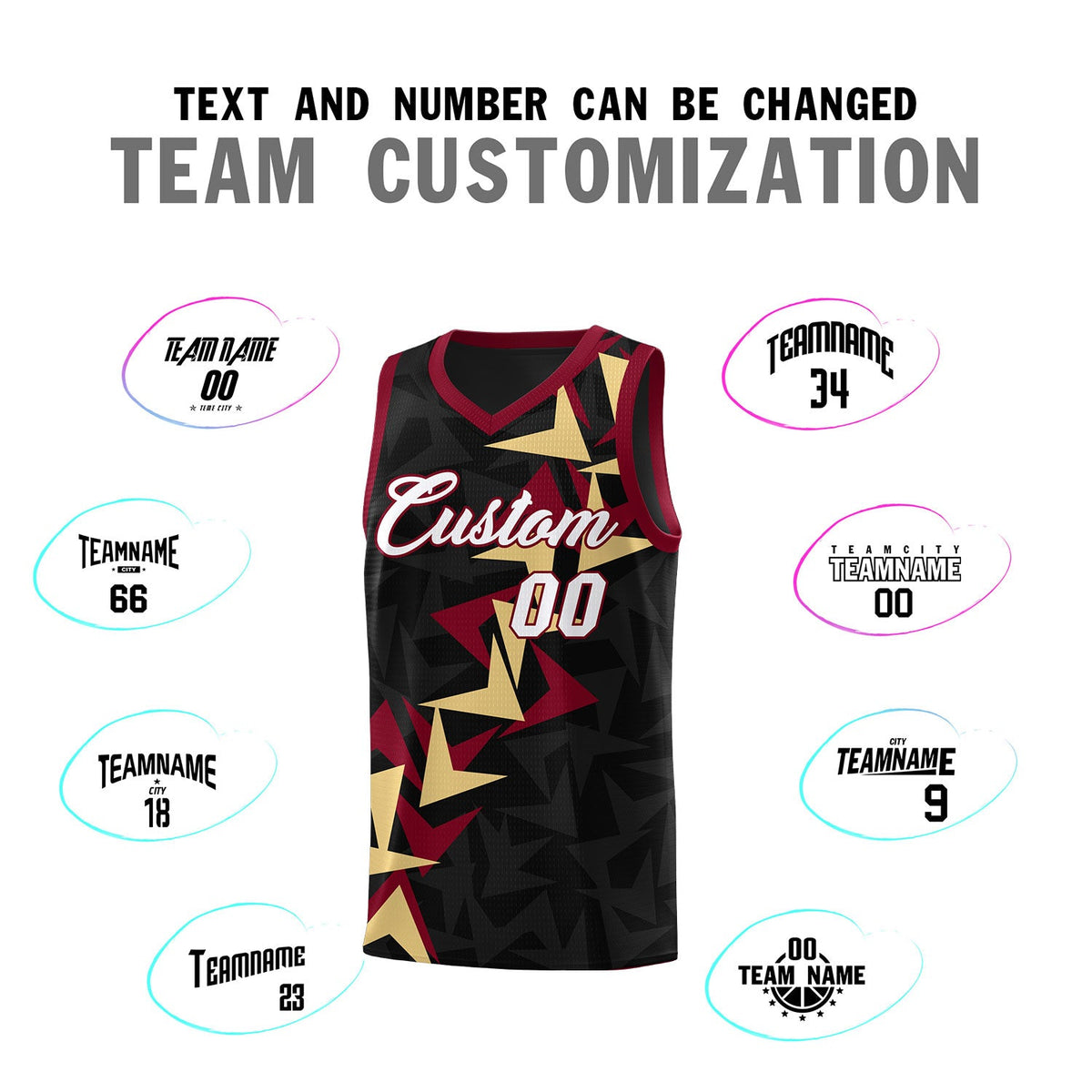 Custom Black Boomerang Pattern Sets Basketball Jersey