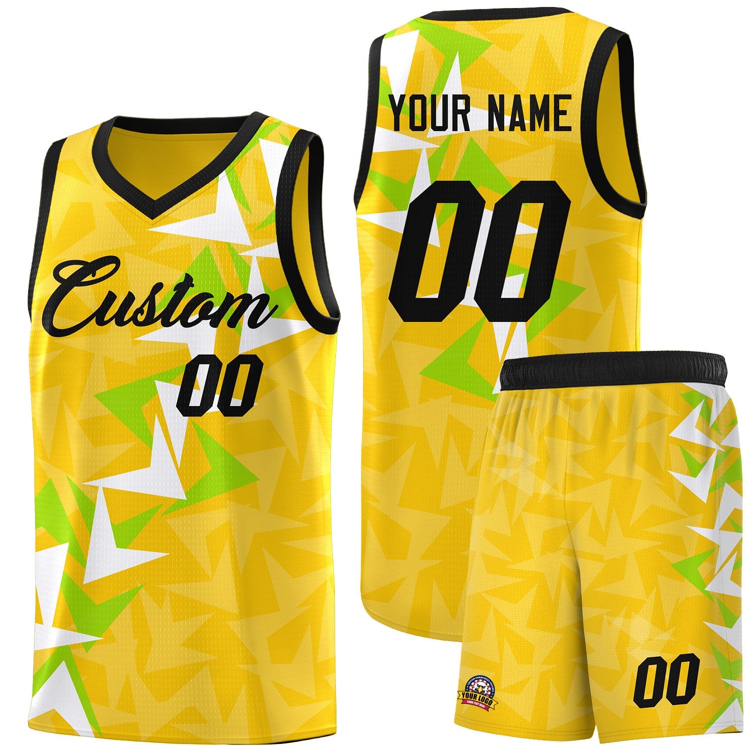 Custom Gold Boomerang Pattern Sets Basketball Jersey
