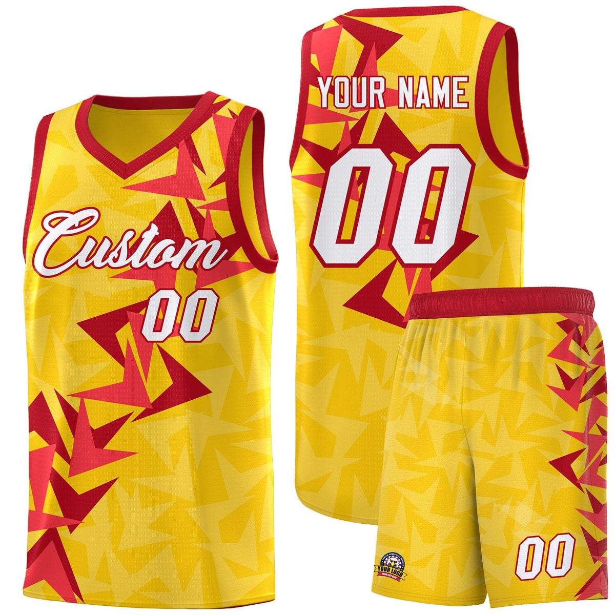 Custom Gold Boomerang Pattern Sets Basketball Jersey