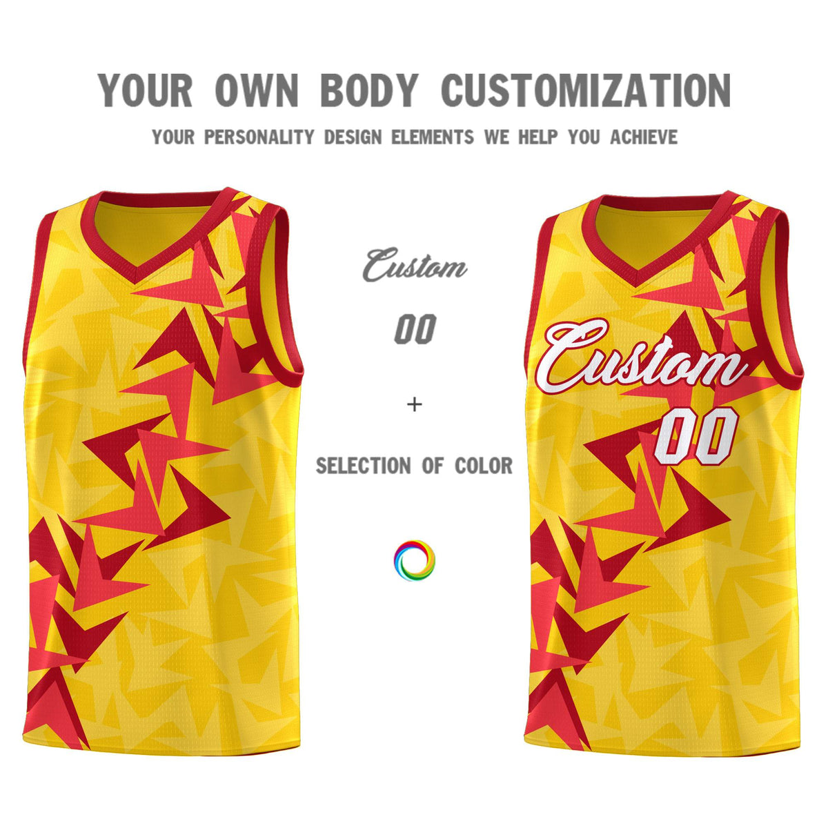 Custom Gold Boomerang Pattern Sets Basketball Jersey