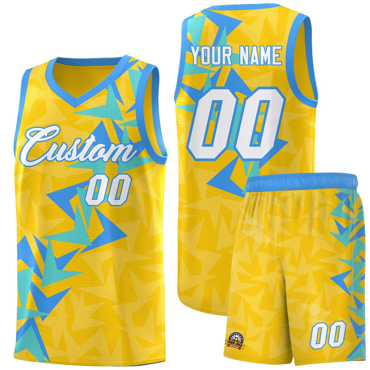Custom Gold Boomerang Pattern Sets Basketball Jersey