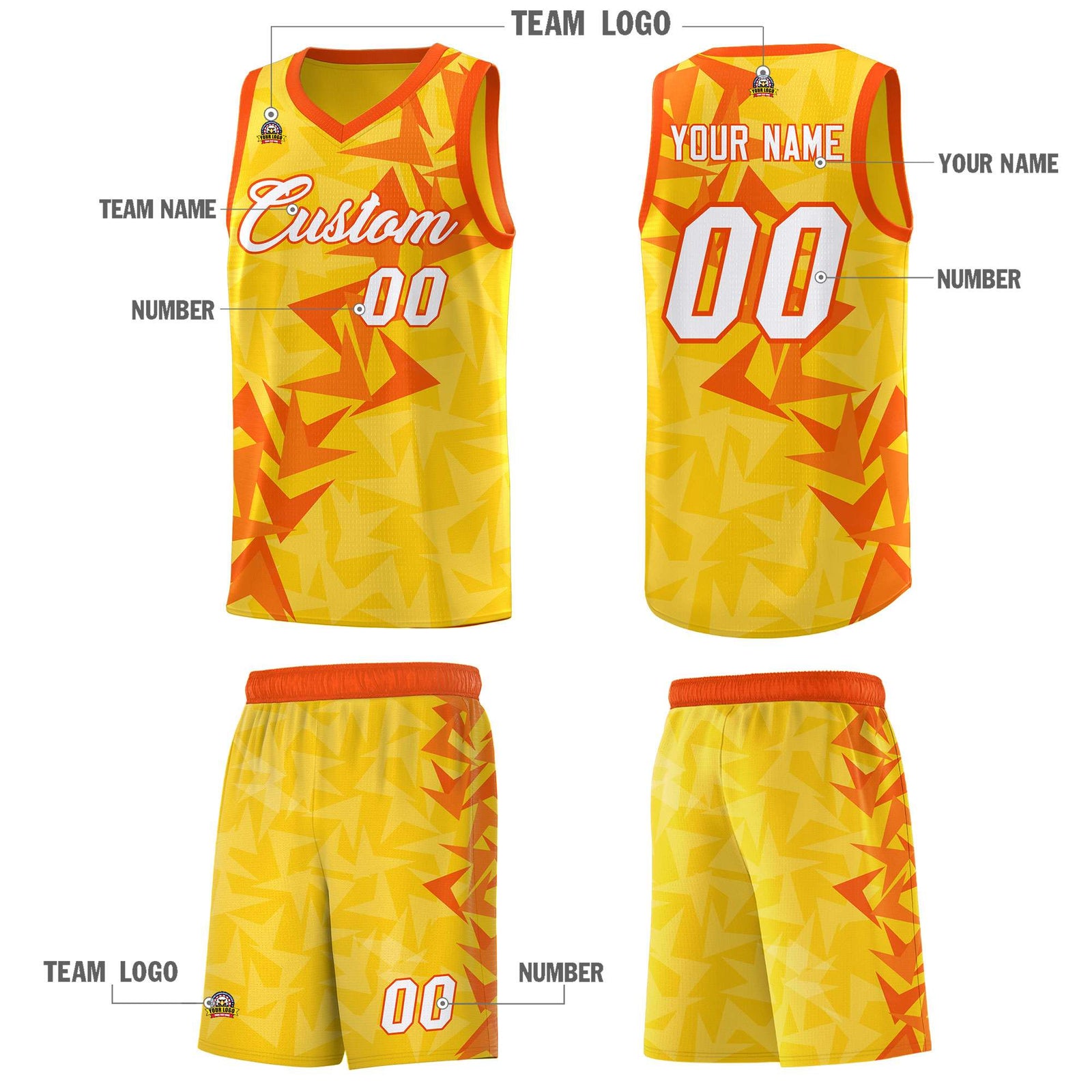 Custom Gold Boomerang Pattern Sets Basketball Jersey