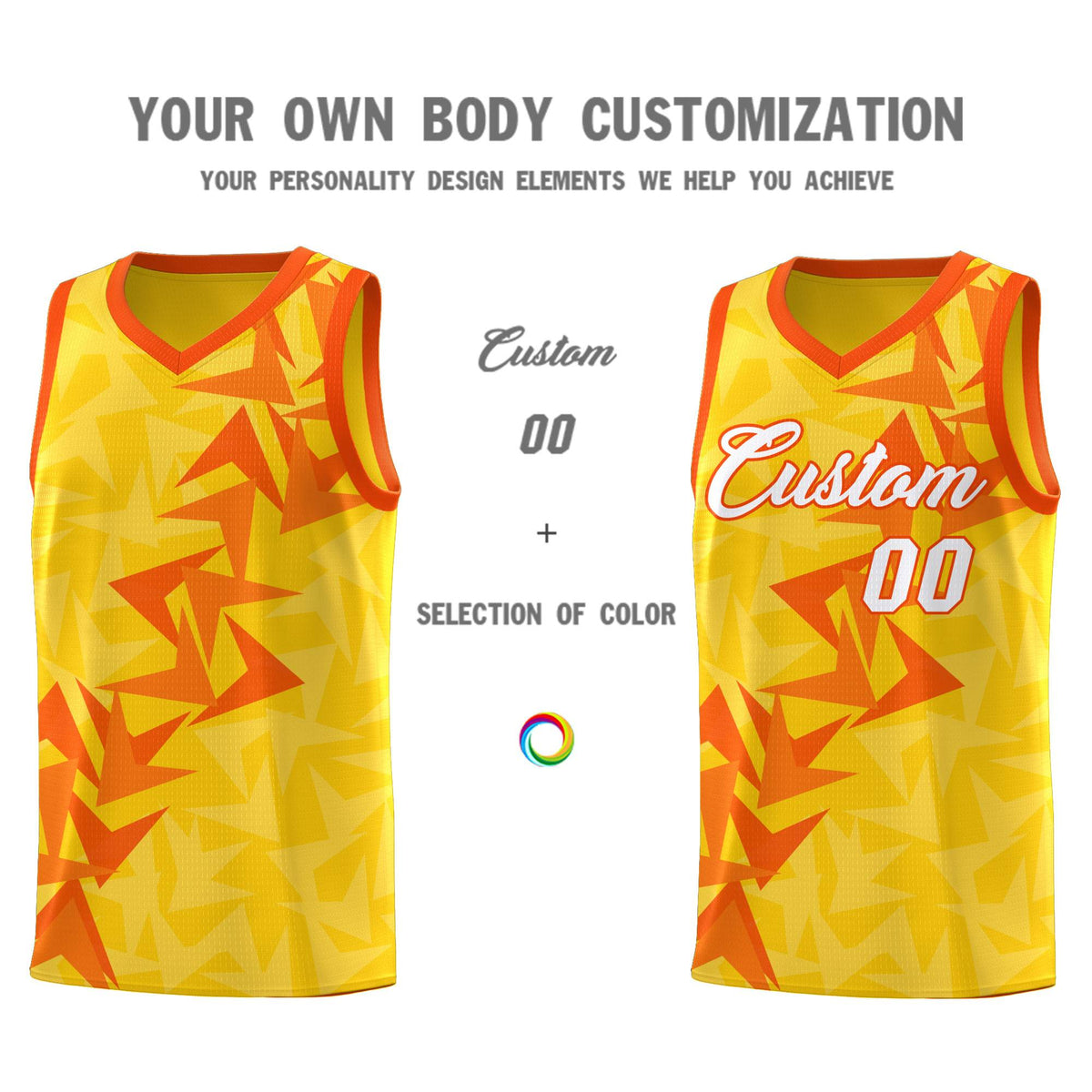 Custom Gold Boomerang Pattern Sets Basketball Jersey