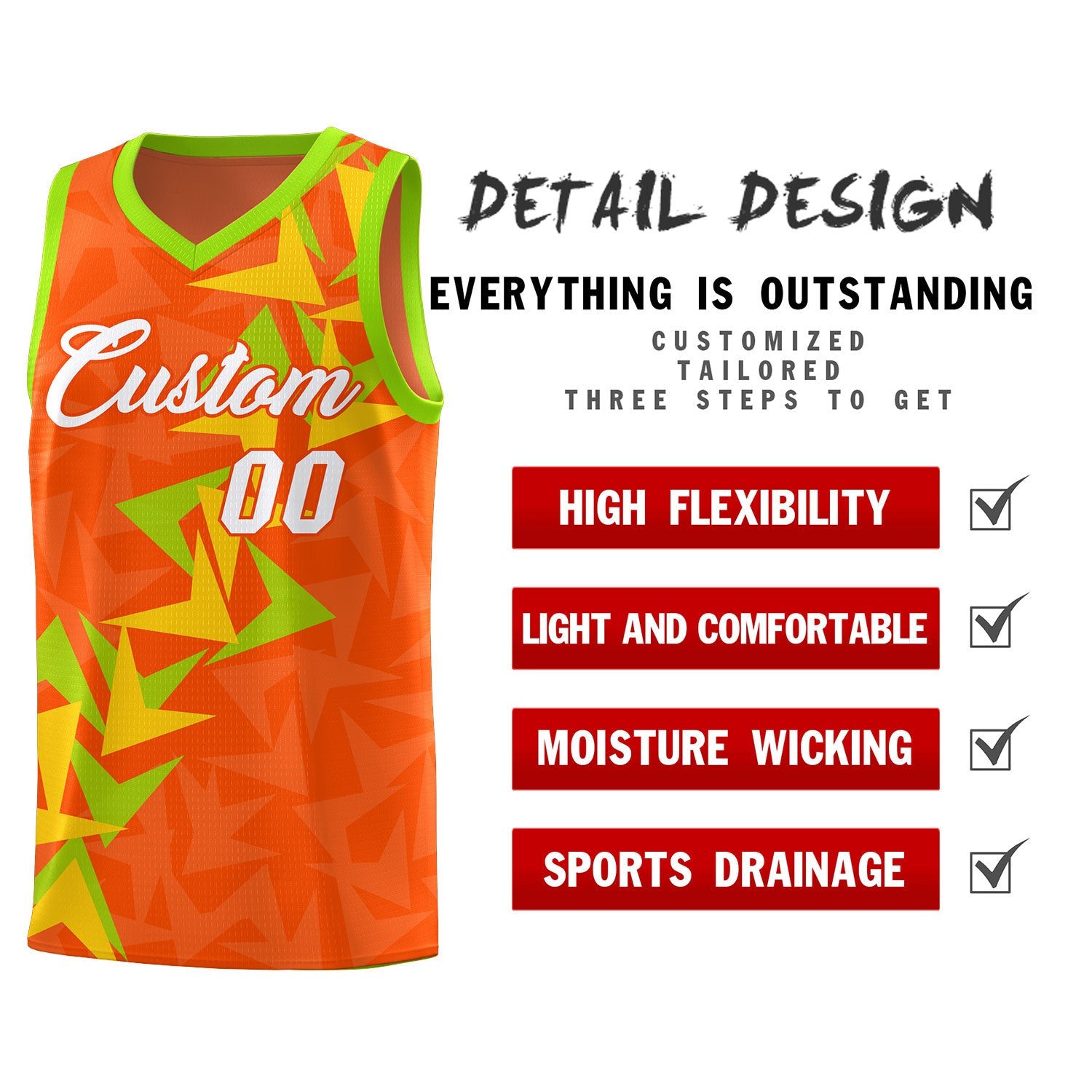 Custom Orange Boomerang Pattern Sets Basketball Jersey