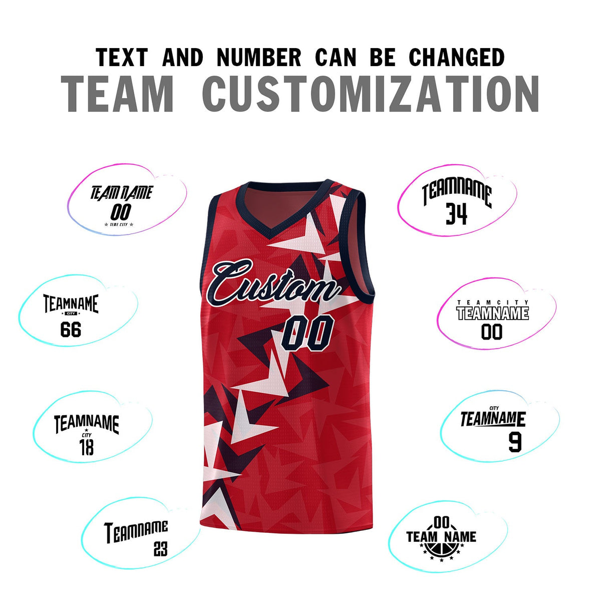 Custom Red Boomerang Pattern Sets Basketball Jersey