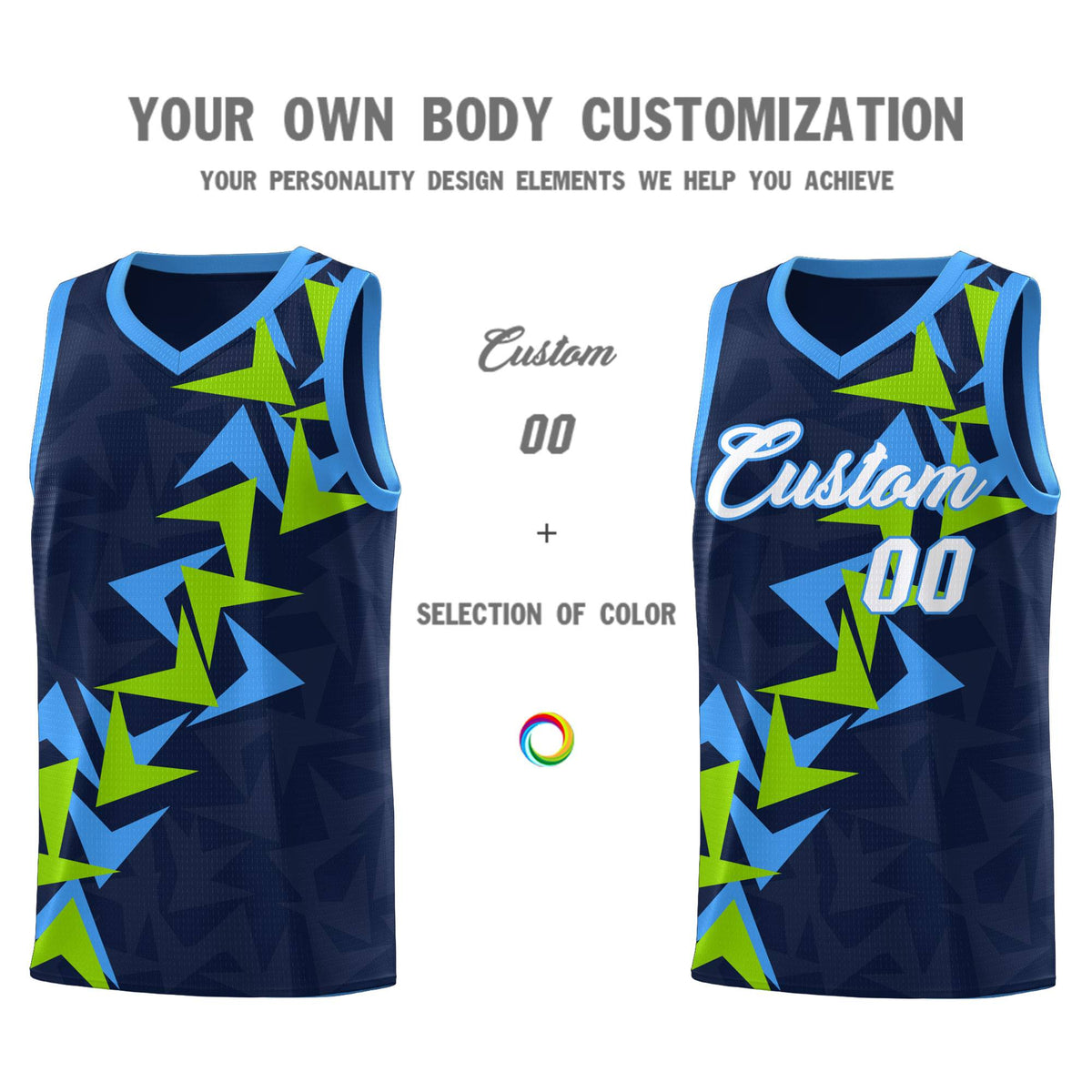 Custom Navy Boomerang Pattern Sets Basketball Jersey
