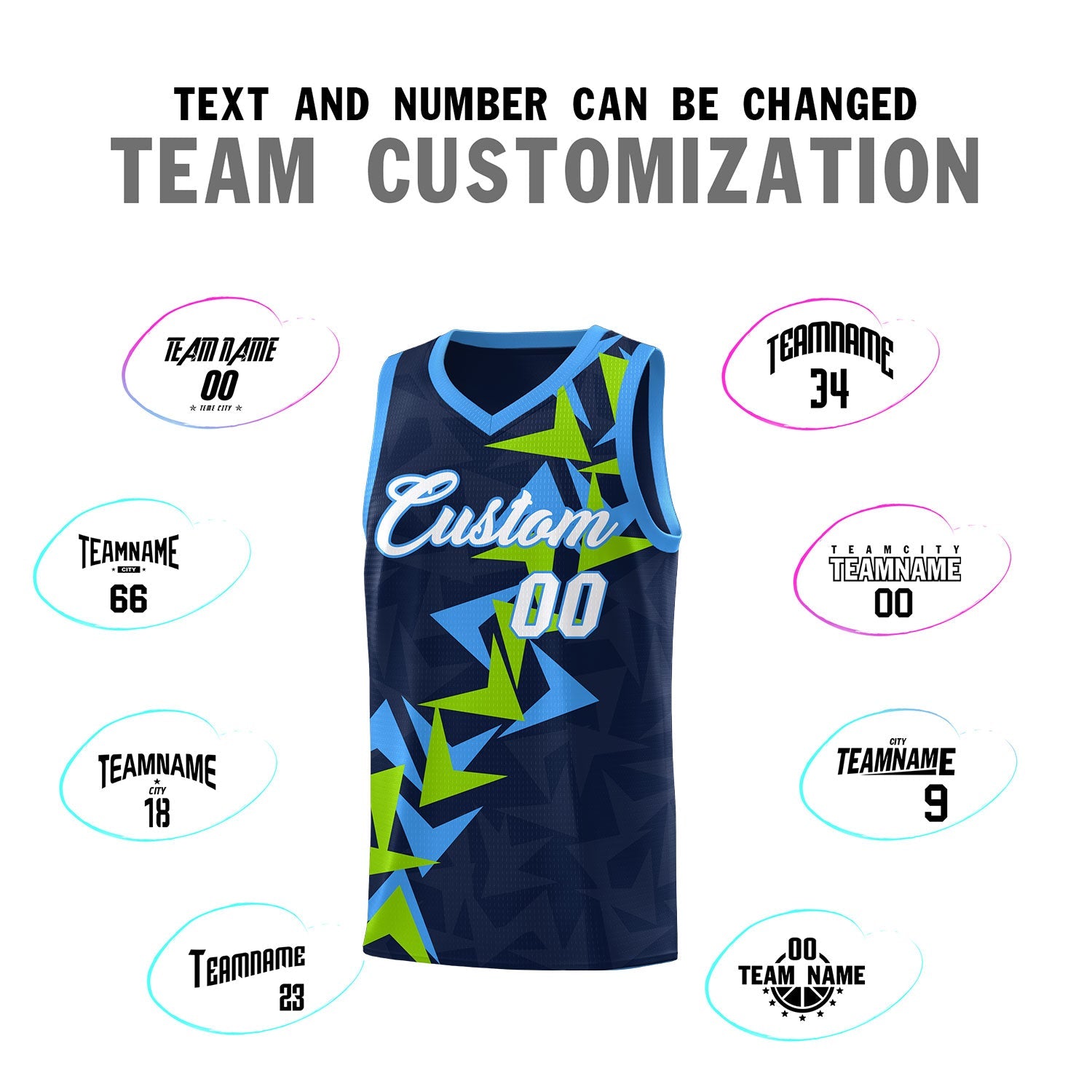 Custom Navy Boomerang Pattern Sets Basketball Jersey
