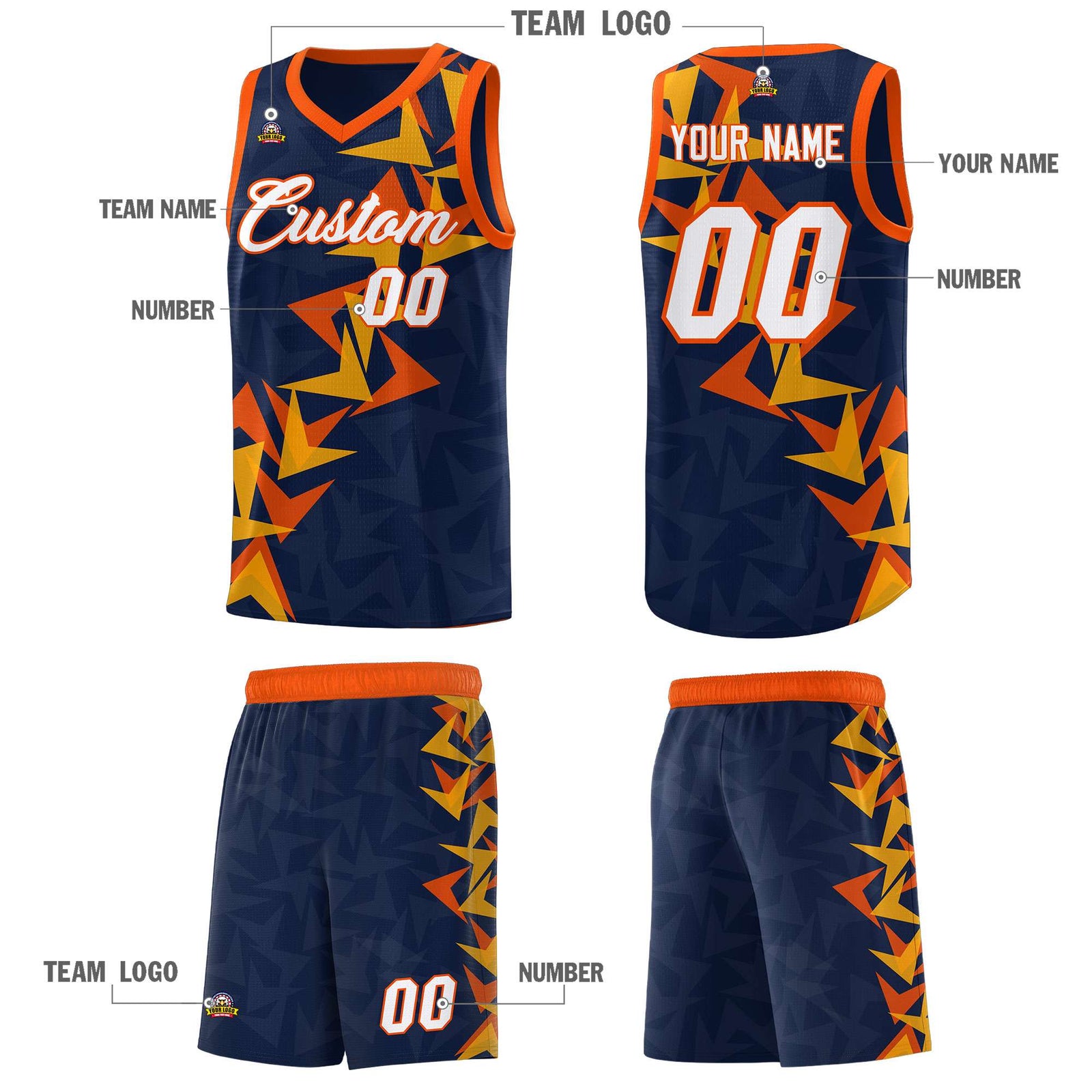 Custom Navy Boomerang Pattern Sets Basketball Jersey