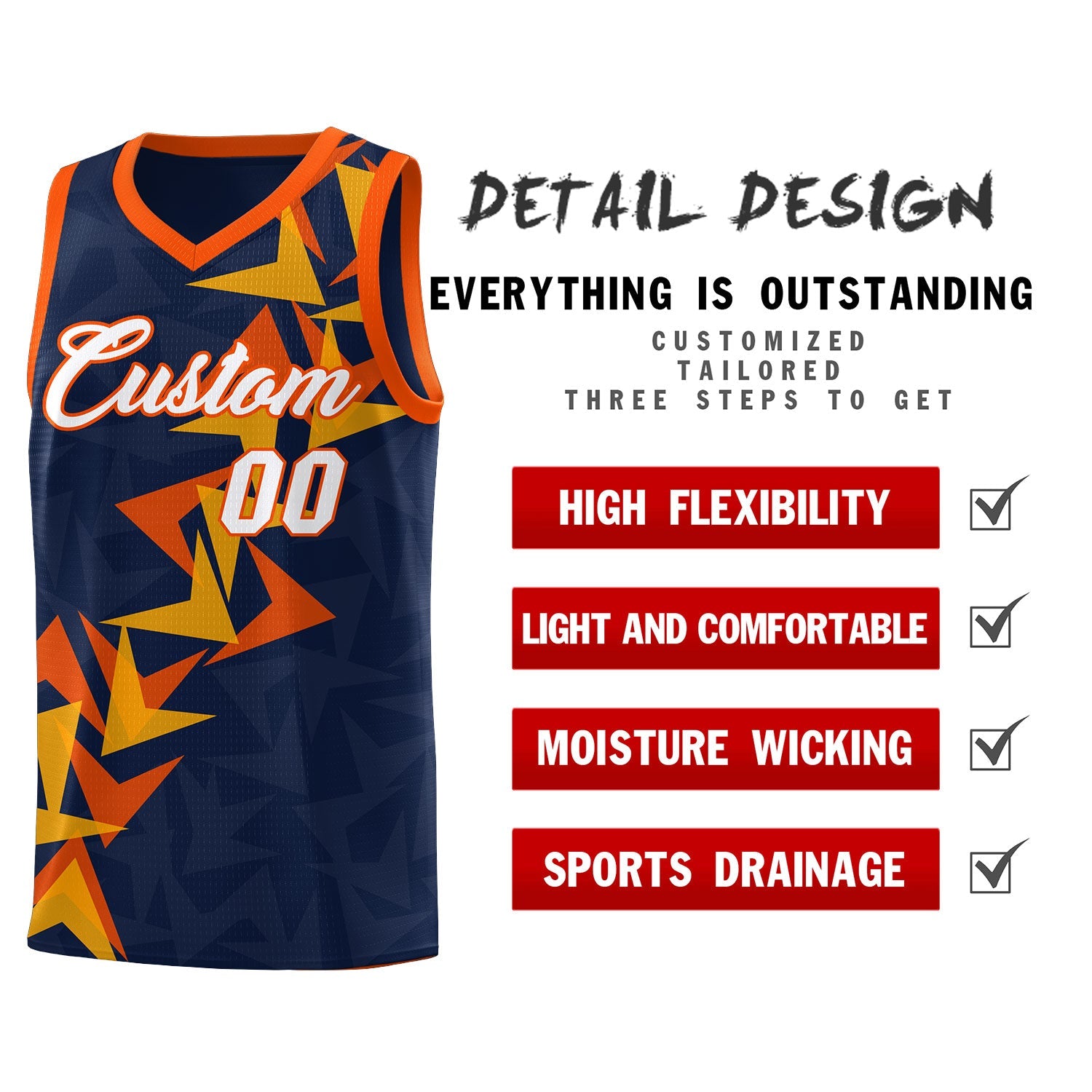 Custom Navy Boomerang Pattern Sets Basketball Jersey