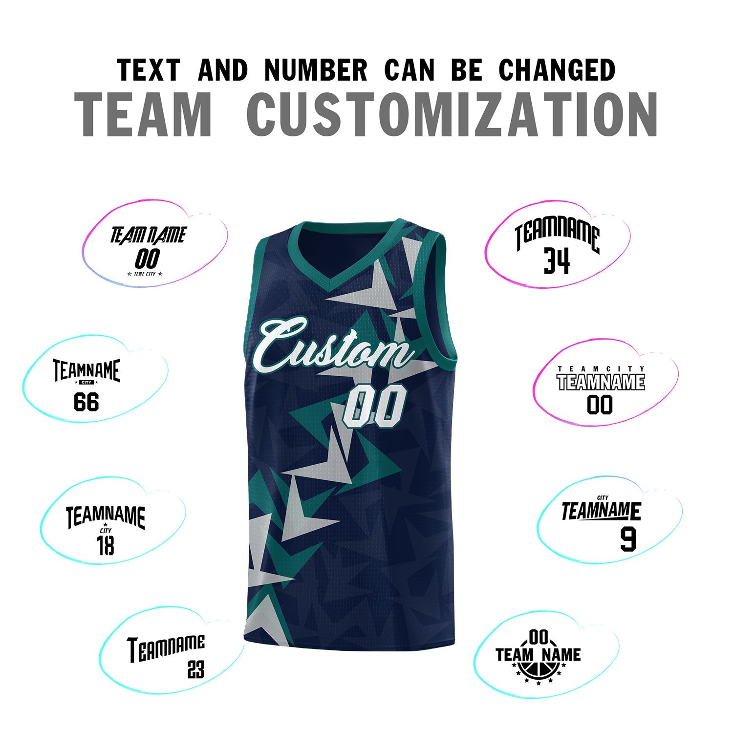 Custom Navy Boomerang Pattern Sets Basketball Jersey