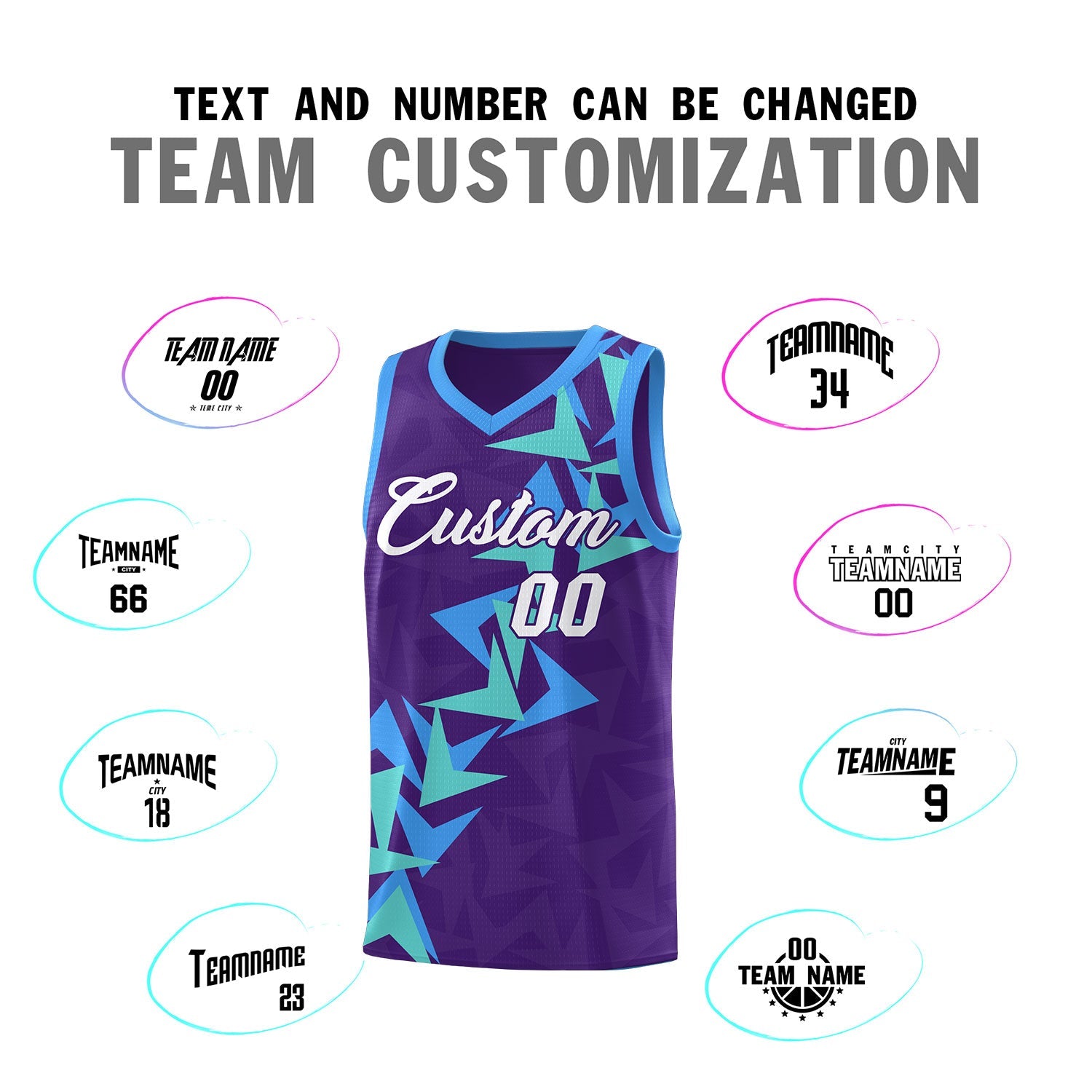 Custom Purple Boomerang Pattern Sets Basketball Jersey