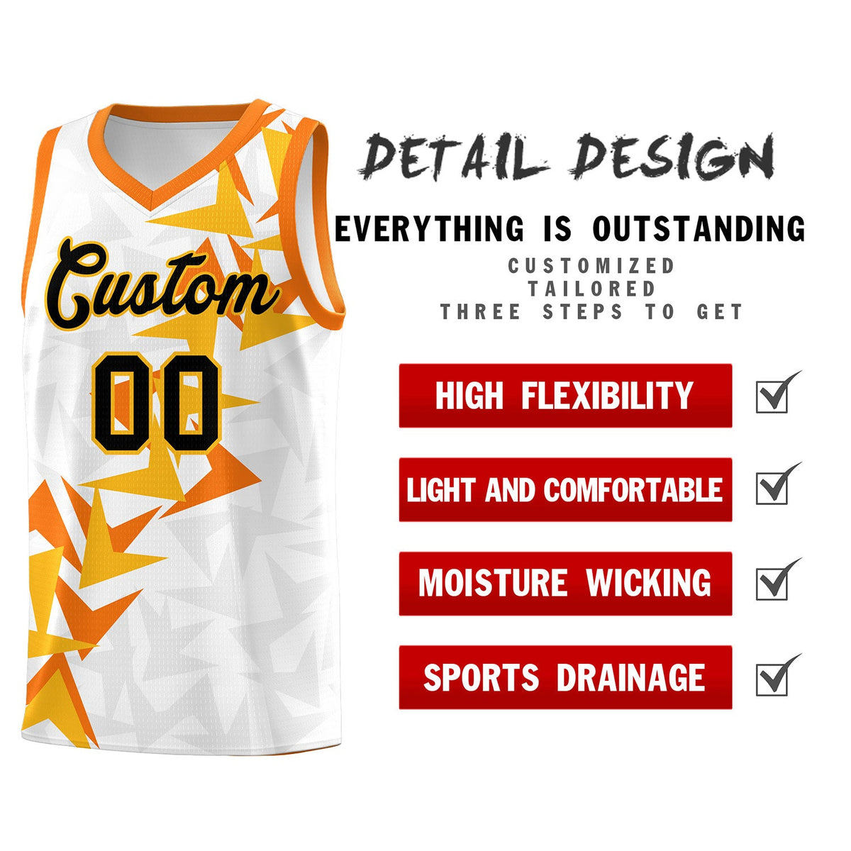 Custom White Boomerang Pattern Sets Basketball Jersey
