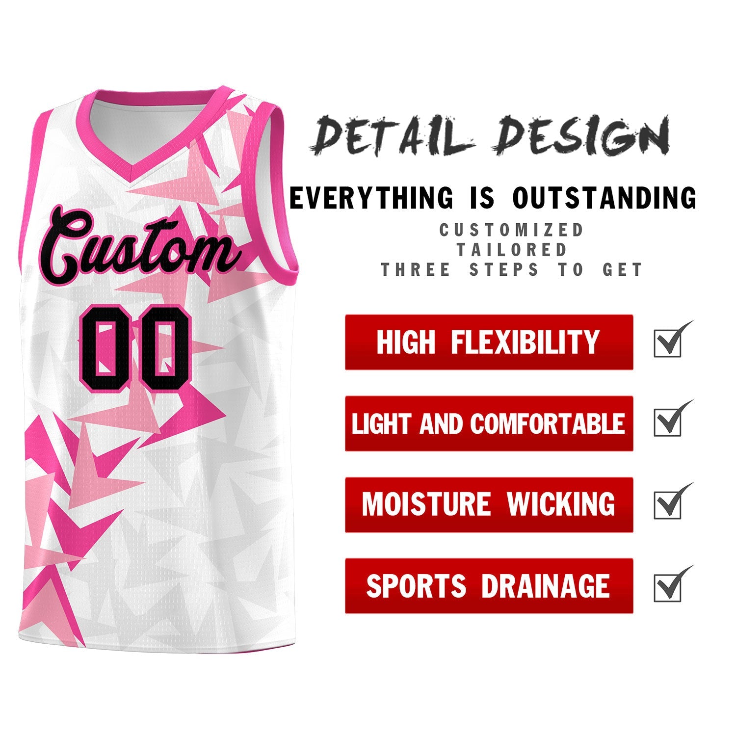 Custom White Boomerang Pattern Sets Basketball Jersey