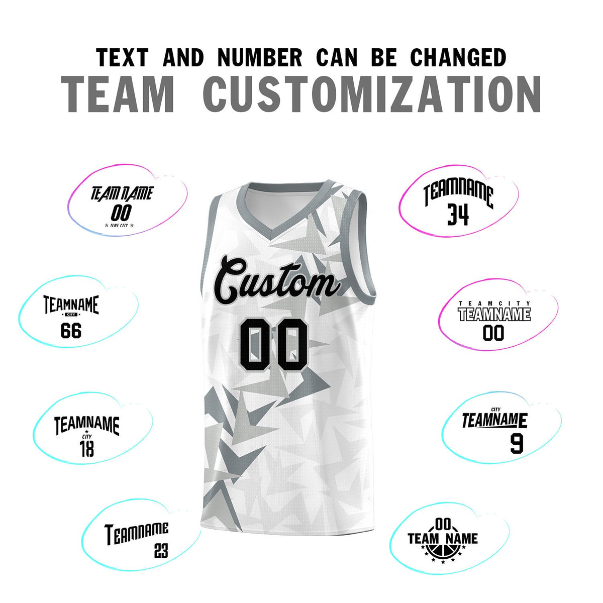 Custom White Boomerang Pattern Sets Basketball Jersey