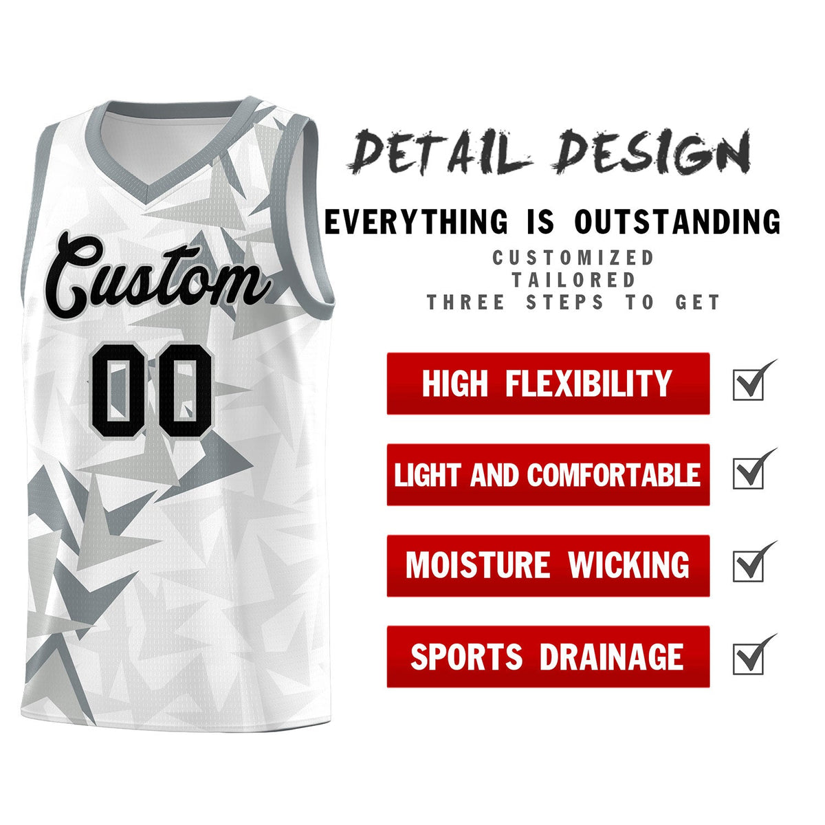 Custom White Boomerang Pattern Sets Basketball Jersey