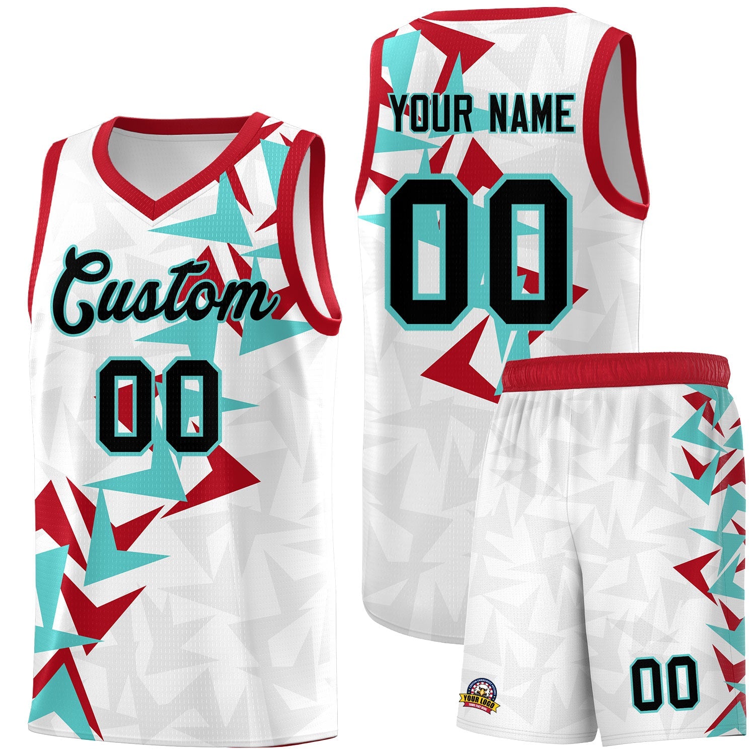 Custom White Boomerang Pattern Sets Basketball Jersey