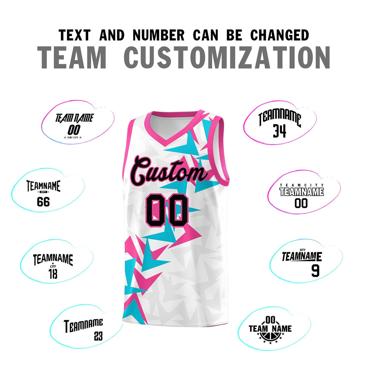 Custom White Boomerang Pattern Sets Basketball Jersey
