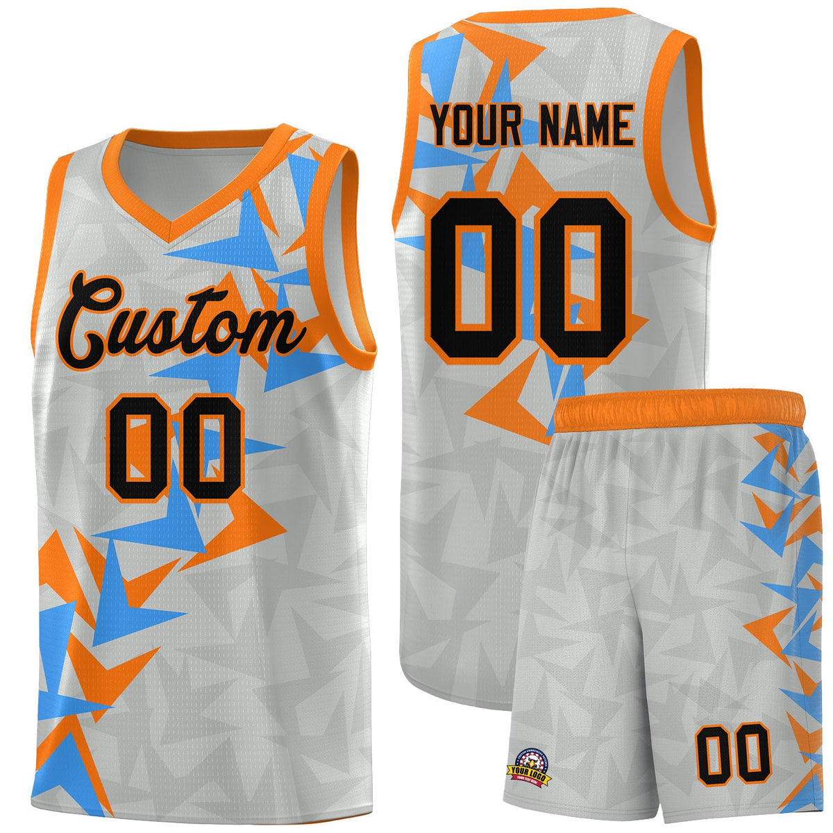 Custom Gray Boomerang Pattern Sets Basketball Jersey