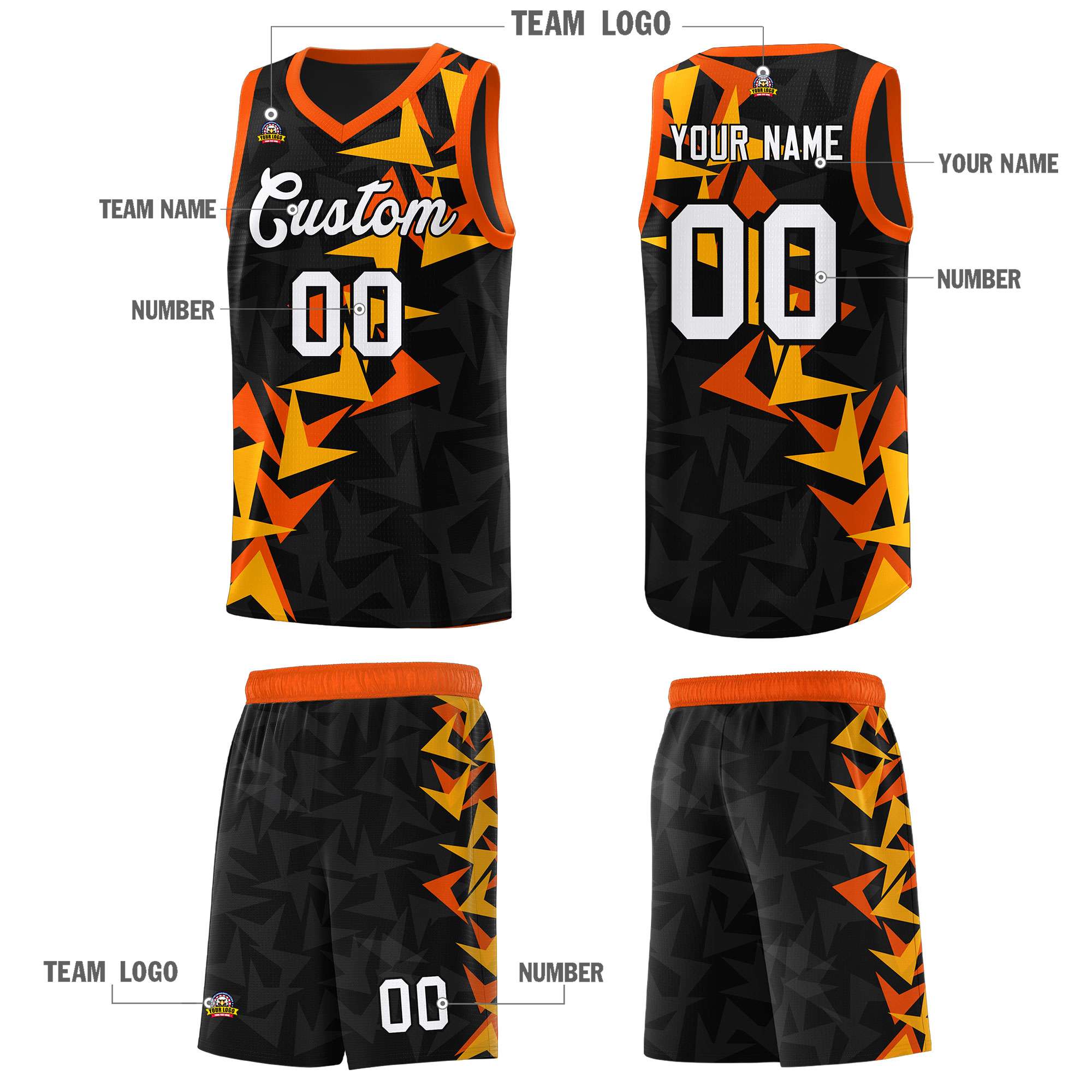 Custom Black Boomerang Pattern Sets Basketball Jersey