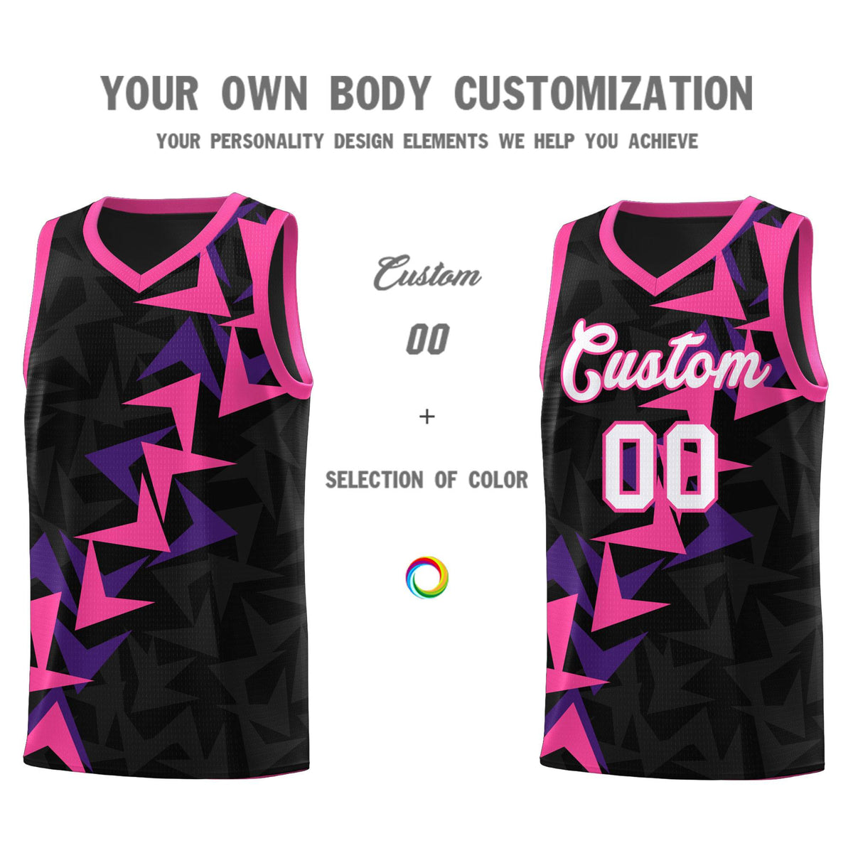 Custom Black Boomerang Pattern Sets Basketball Jersey