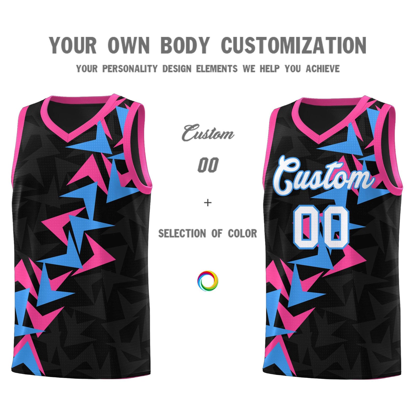 Custom Black Boomerang Pattern Sets Basketball Jersey