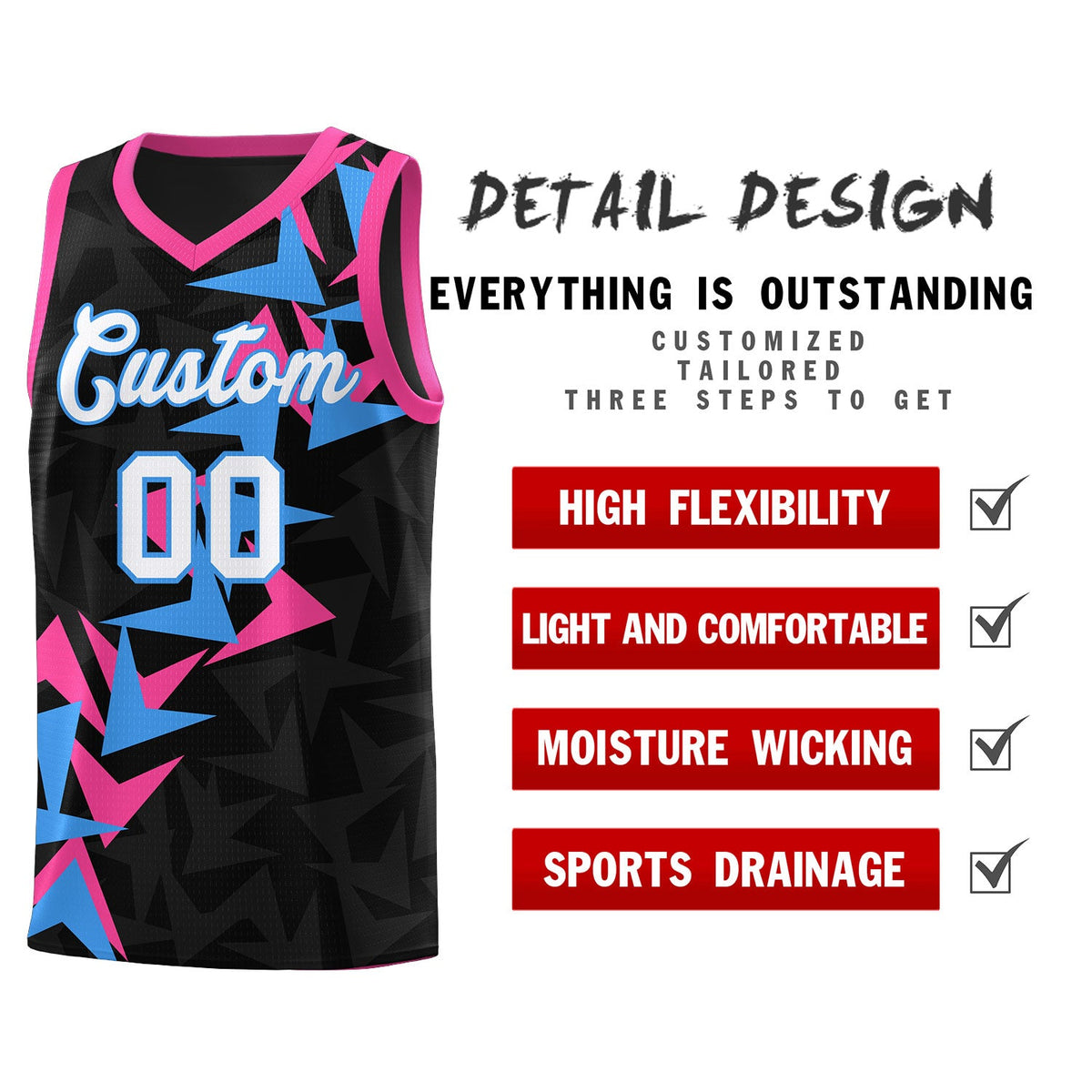 Custom Black Boomerang Pattern Sets Basketball Jersey