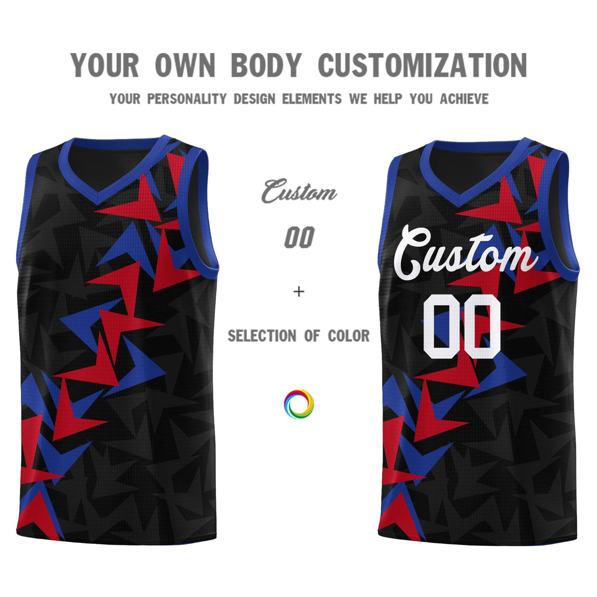 Custom Black Boomerang Pattern Sets Basketball Jersey