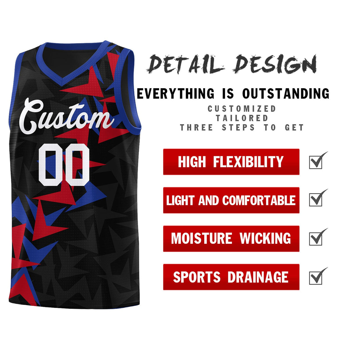 Custom Black Boomerang Pattern Sets Basketball Jersey