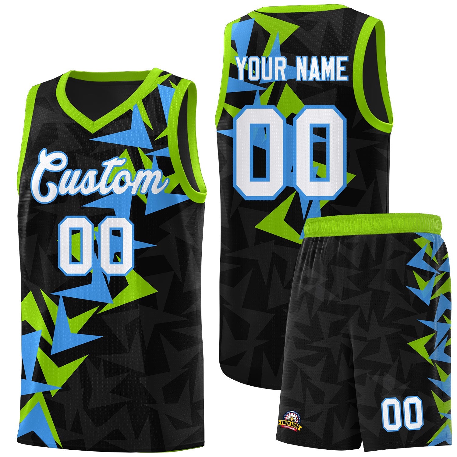Custom Black Boomerang Pattern Sets Basketball Jersey