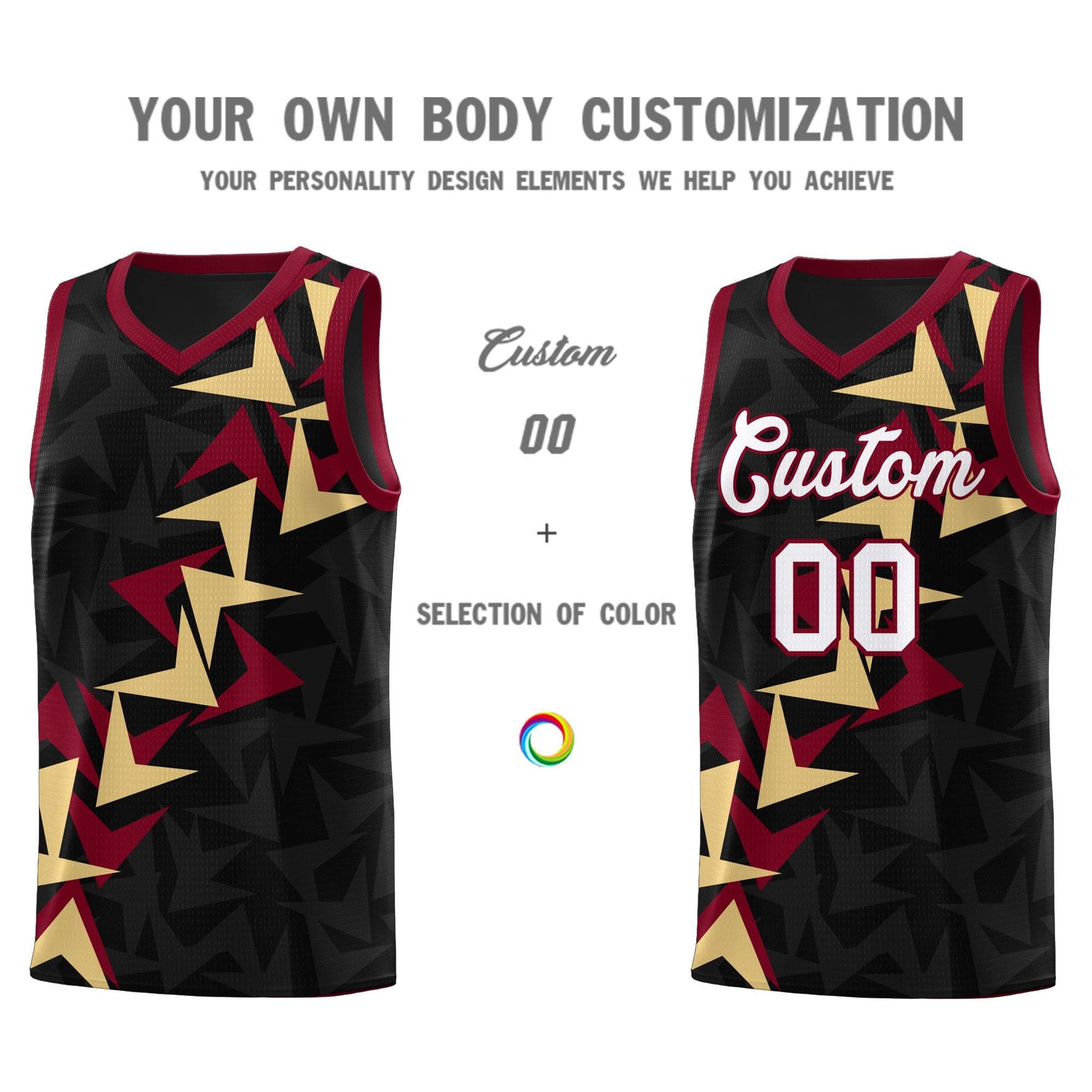 Custom Black Boomerang Pattern Sets Basketball Jersey