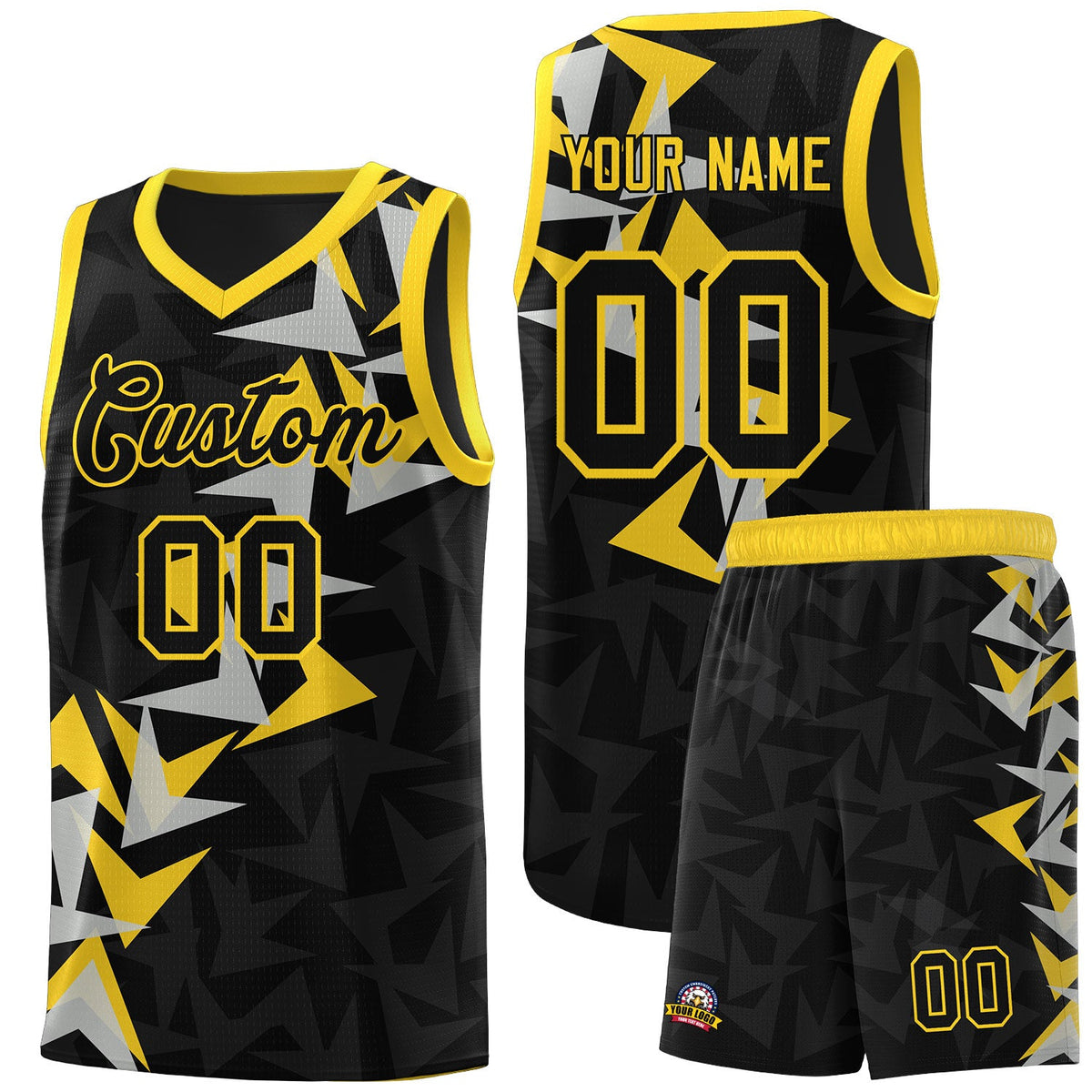 Custom Black Boomerang Pattern Sets Basketball Jersey