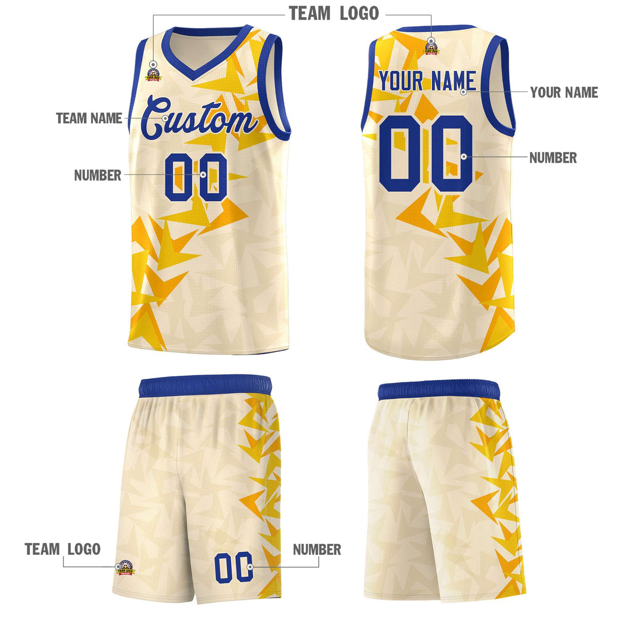 Custom Cream Boomerang Pattern Sets Basketball Jersey