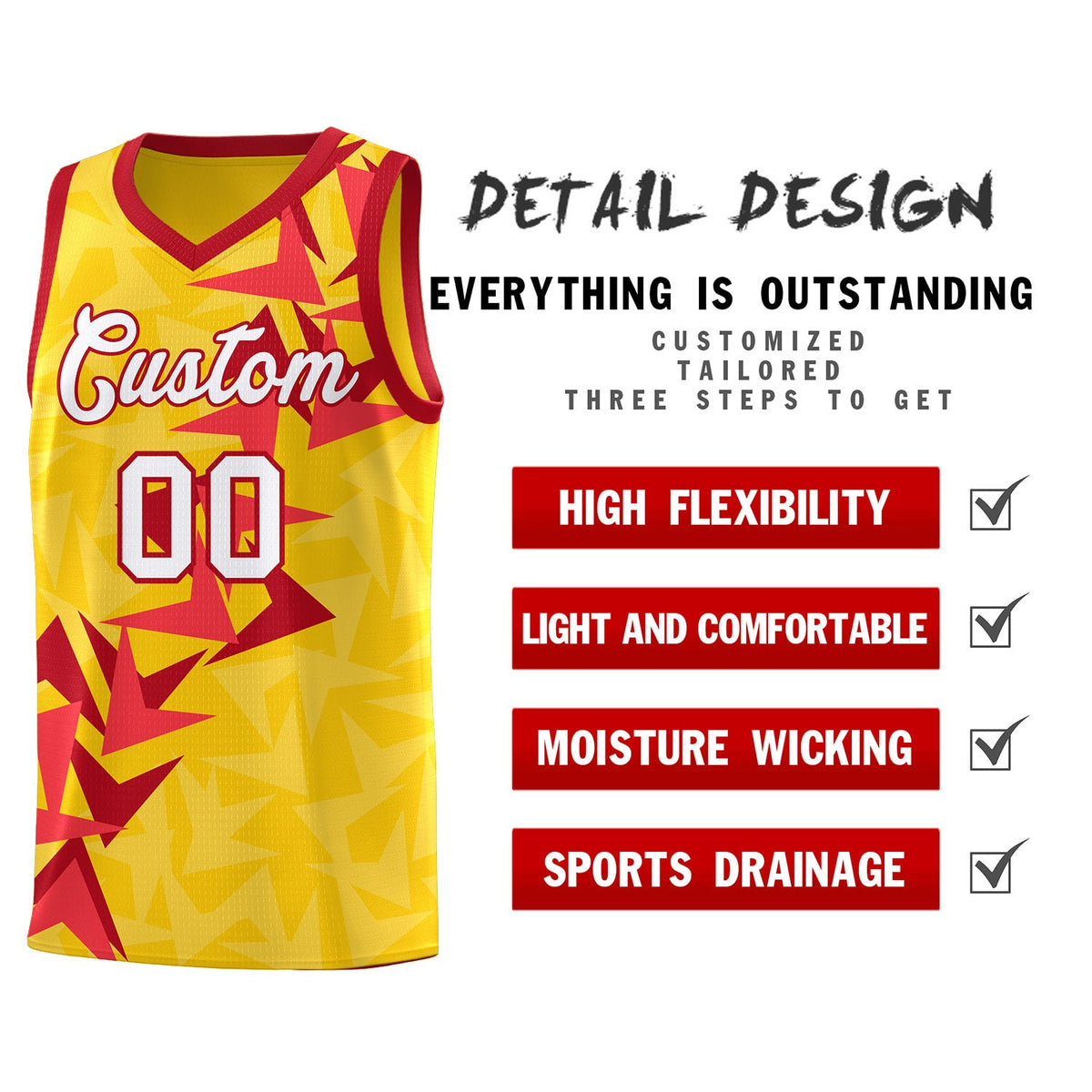 Custom Gold Boomerang Pattern Sets Basketball Jersey