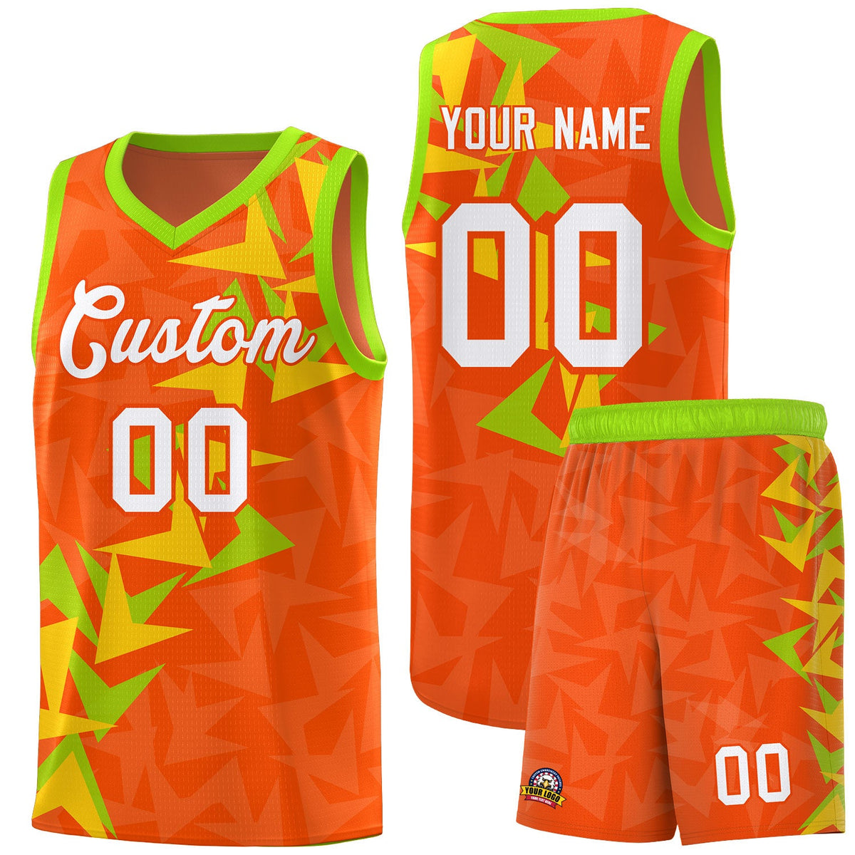 Custom Orange Boomerang Pattern Sets Basketball Jersey