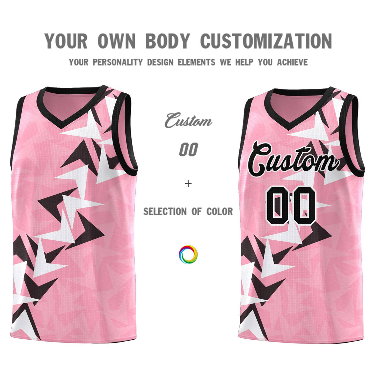 Custom Light Pink Boomerang Pattern Sets Basketball Jersey