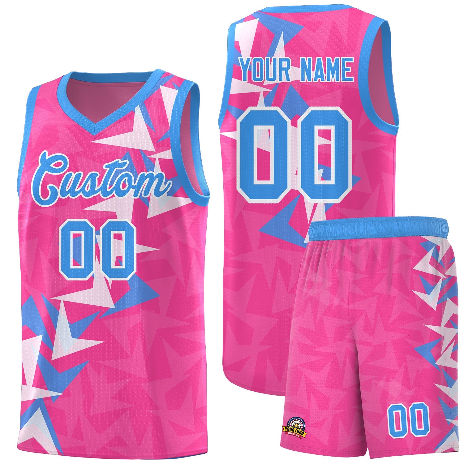 Custom Pink Boomerang Pattern Sets Basketball Jersey