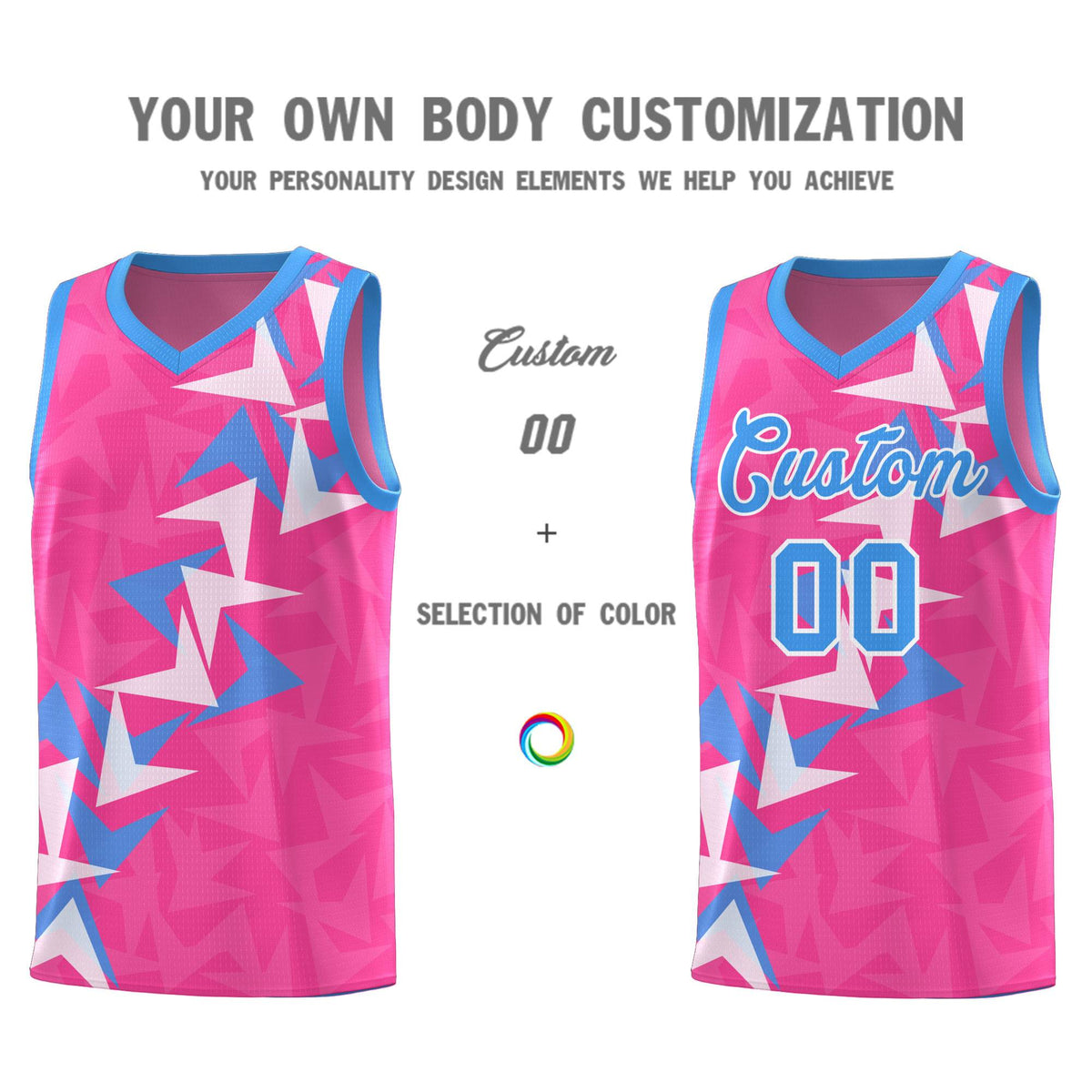 Custom Pink Boomerang Pattern Sets Basketball Jersey