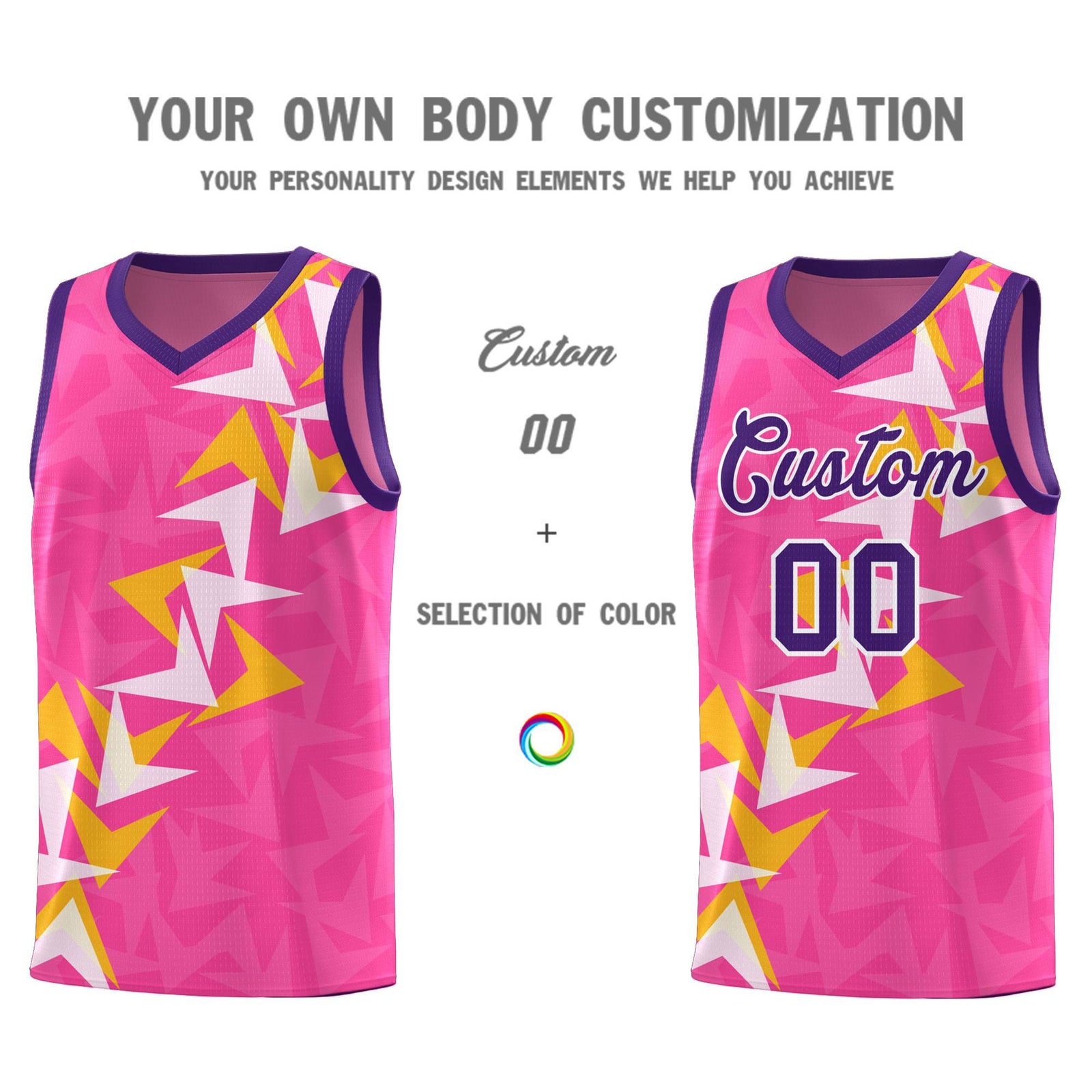 Custom Pink Boomerang Pattern Sets Basketball Jersey