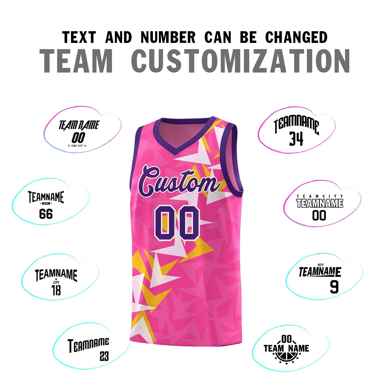Custom Pink Boomerang Pattern Sets Basketball Jersey